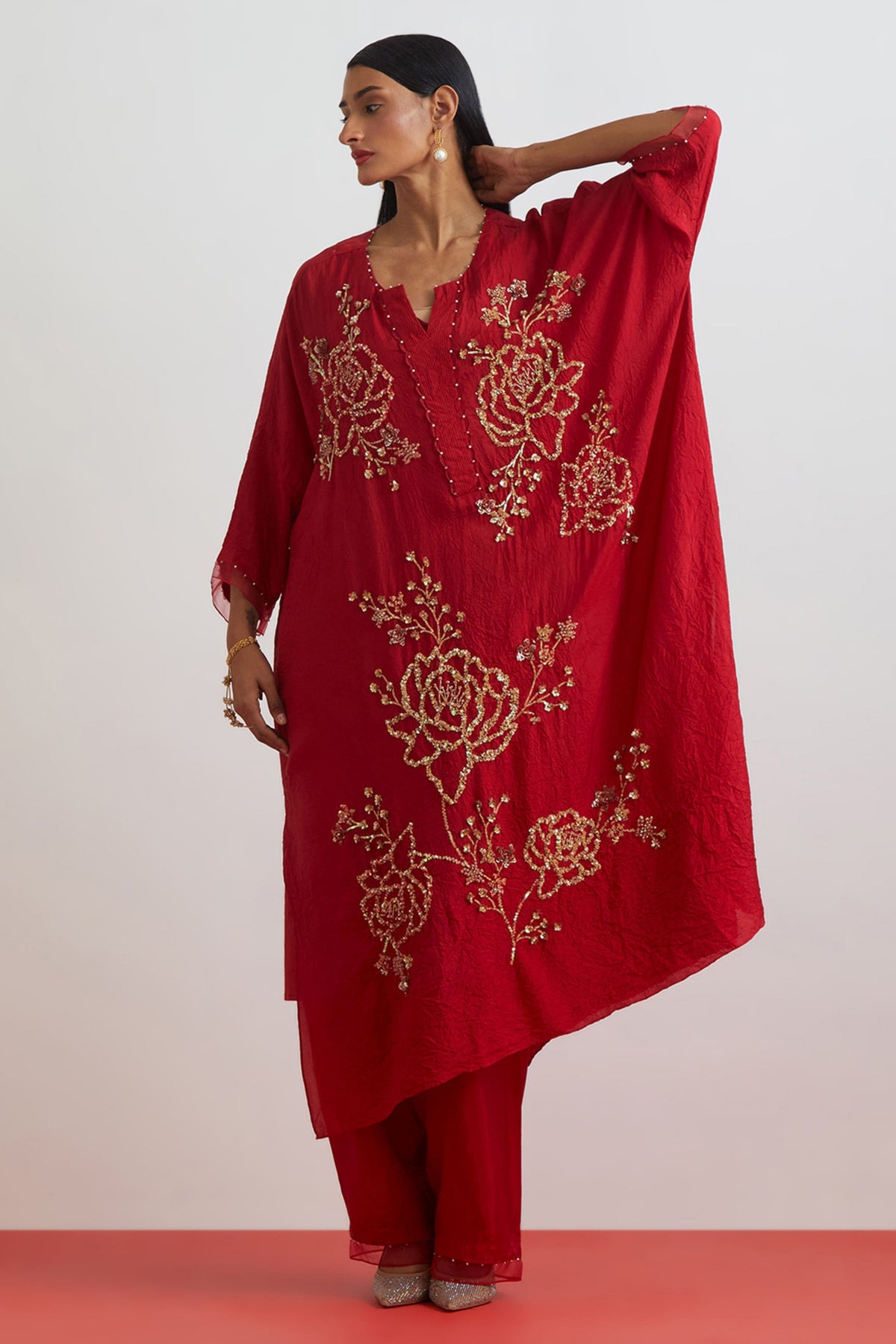 Ruby Embroidered Kaftan Set