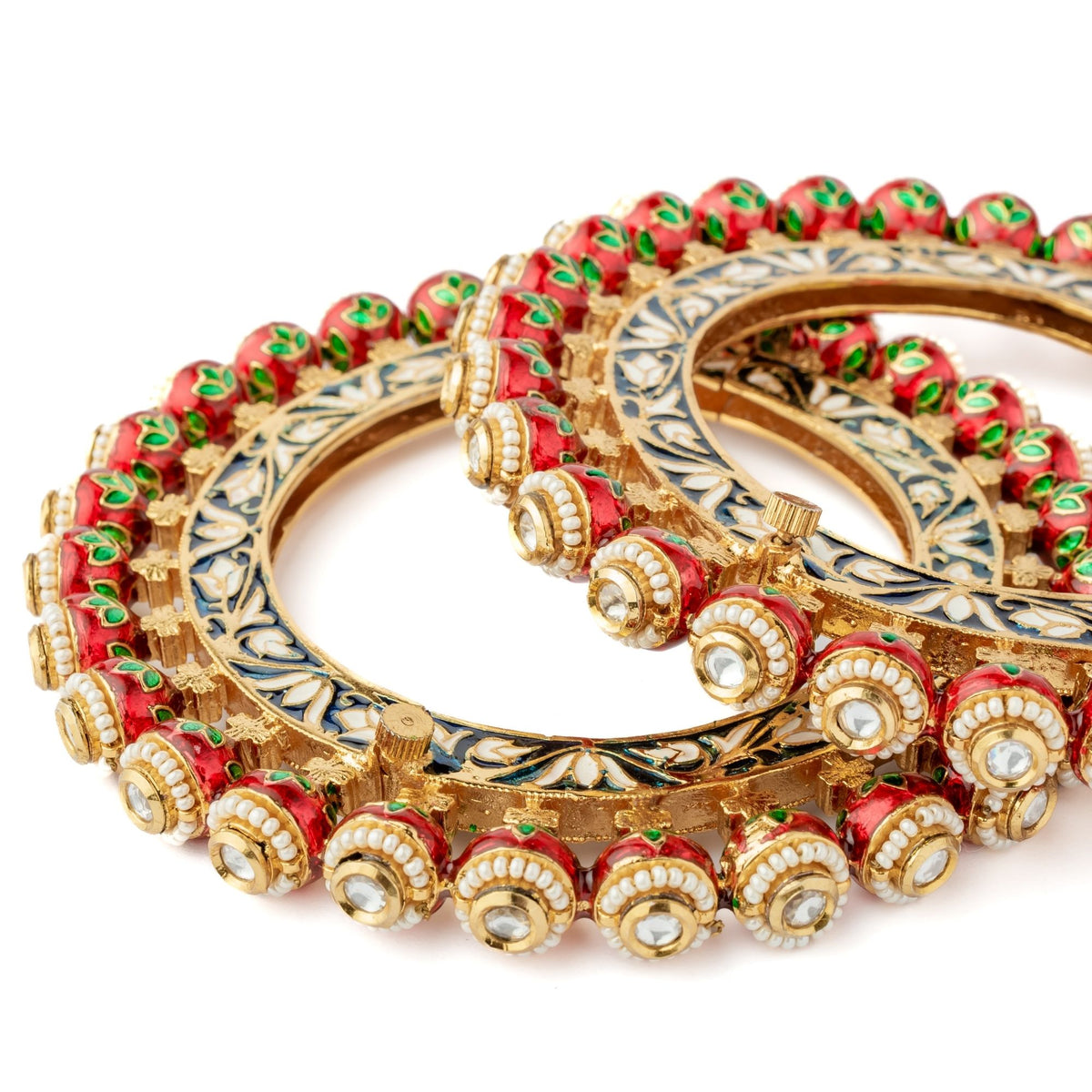 Gold Plated Red Bangles