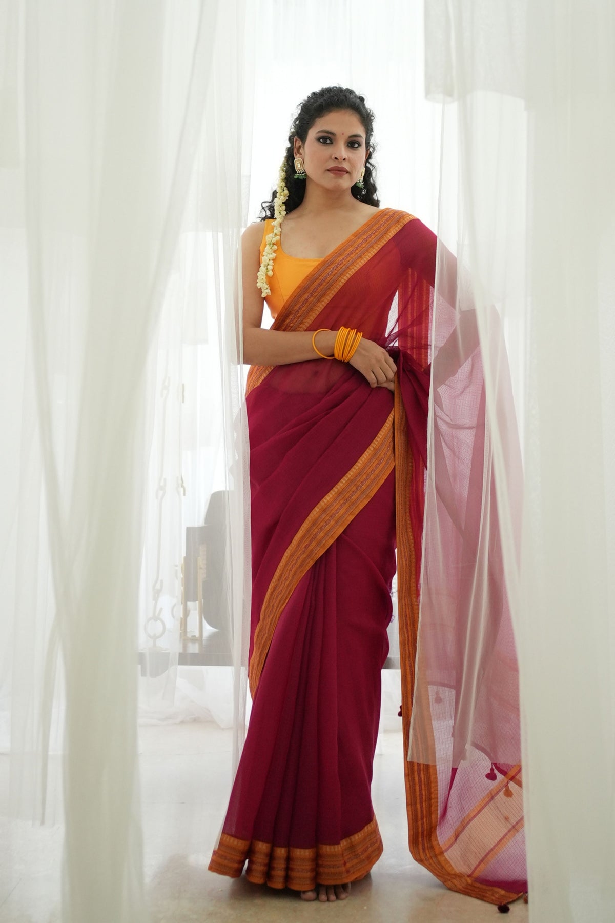 Pratima Timeless Border Magenta Saree