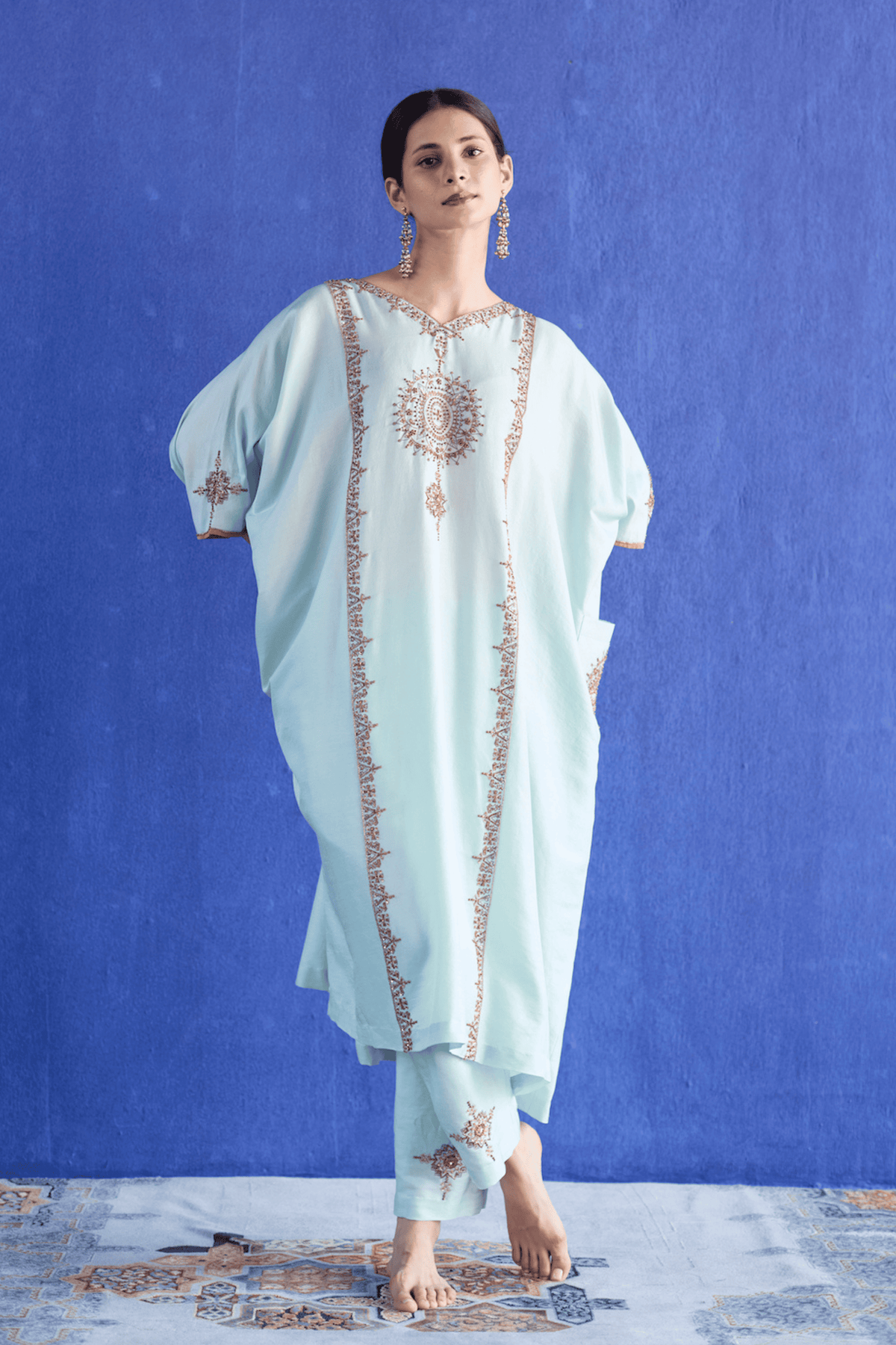 Blue Bindi Kaftan Suit
