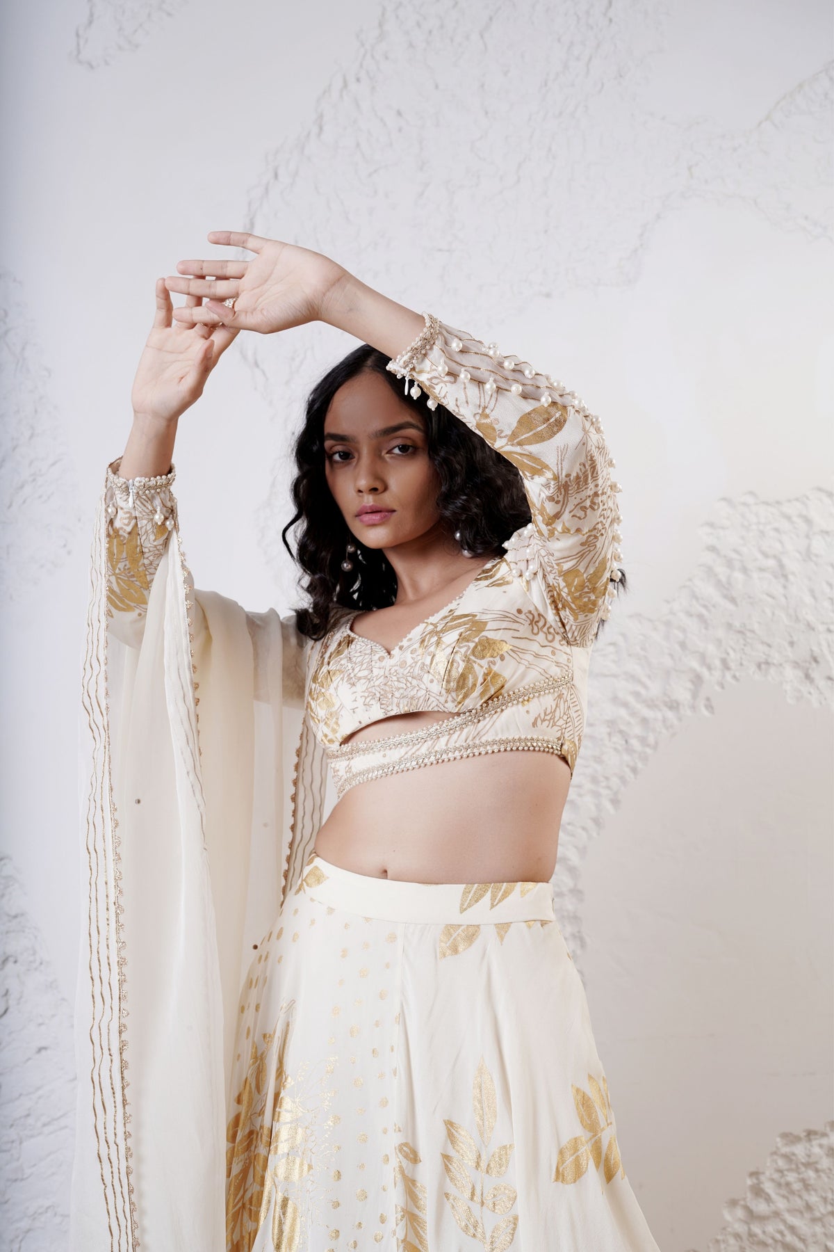 Ivory Foil Lehenga Set