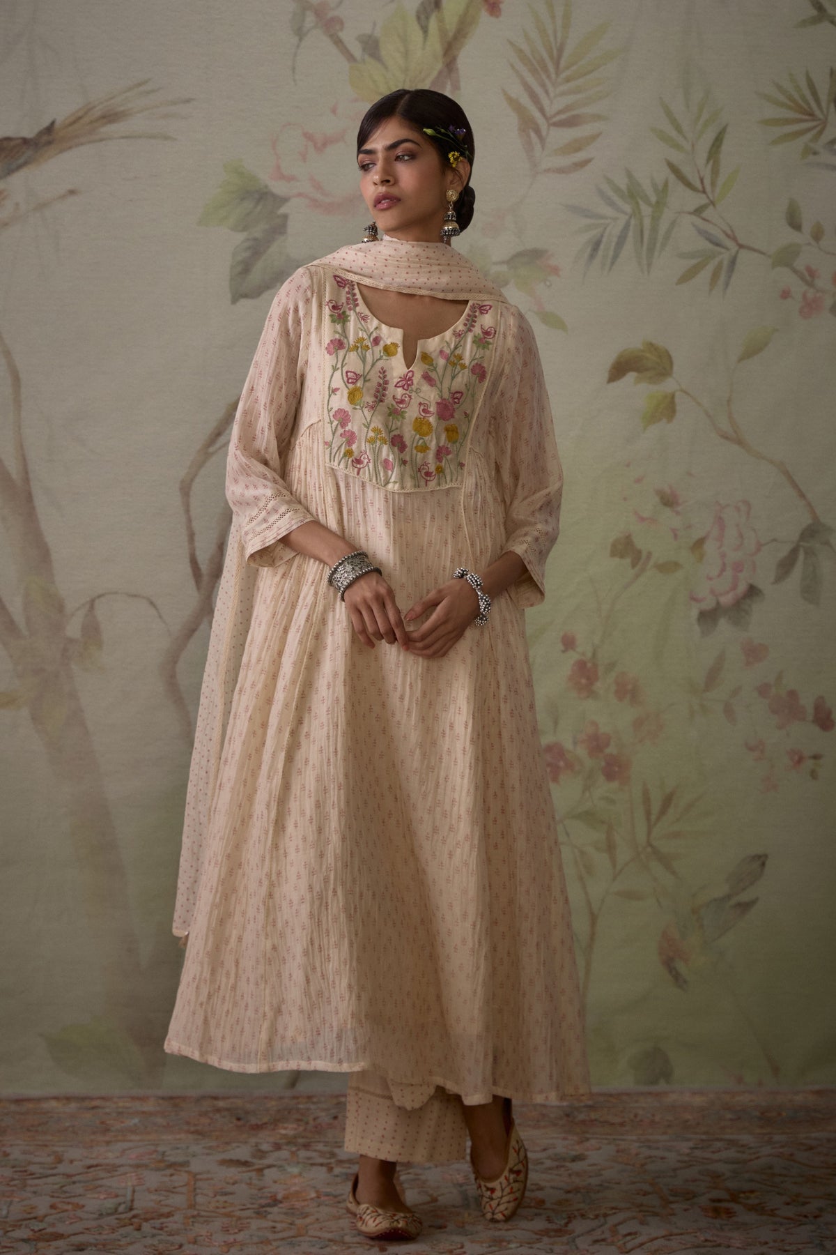 Ivory Block Printed Kurta Set