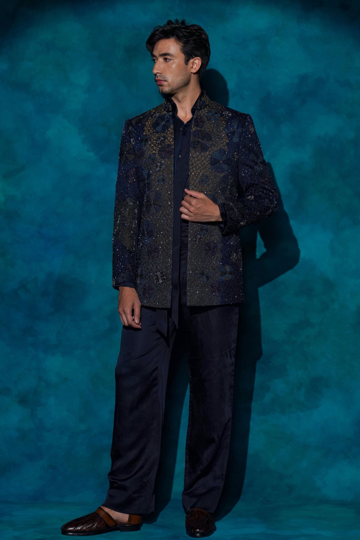 Midnight Blue Short Jacket Set