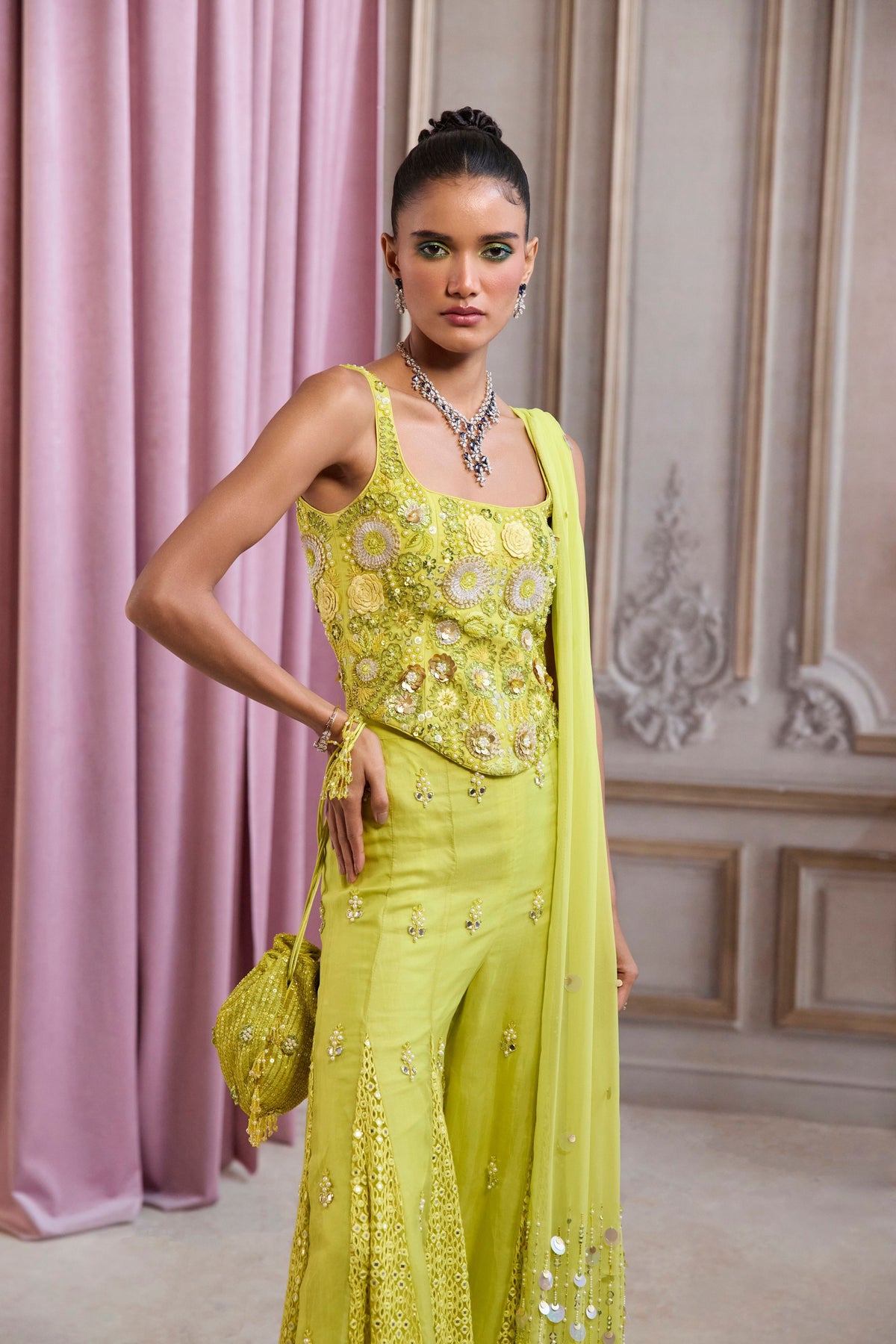 Neon Green Sharara Set