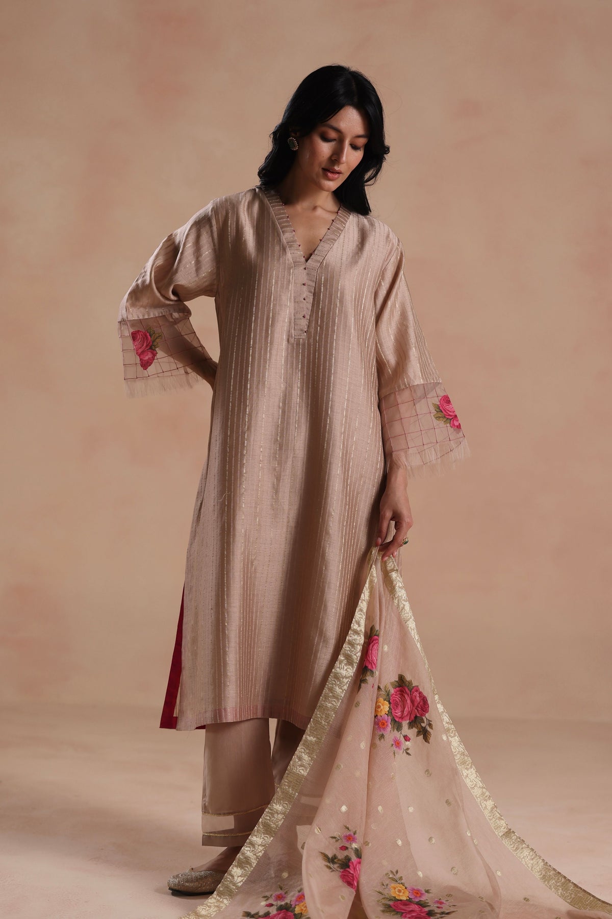 Sidra Beige Kurta Set