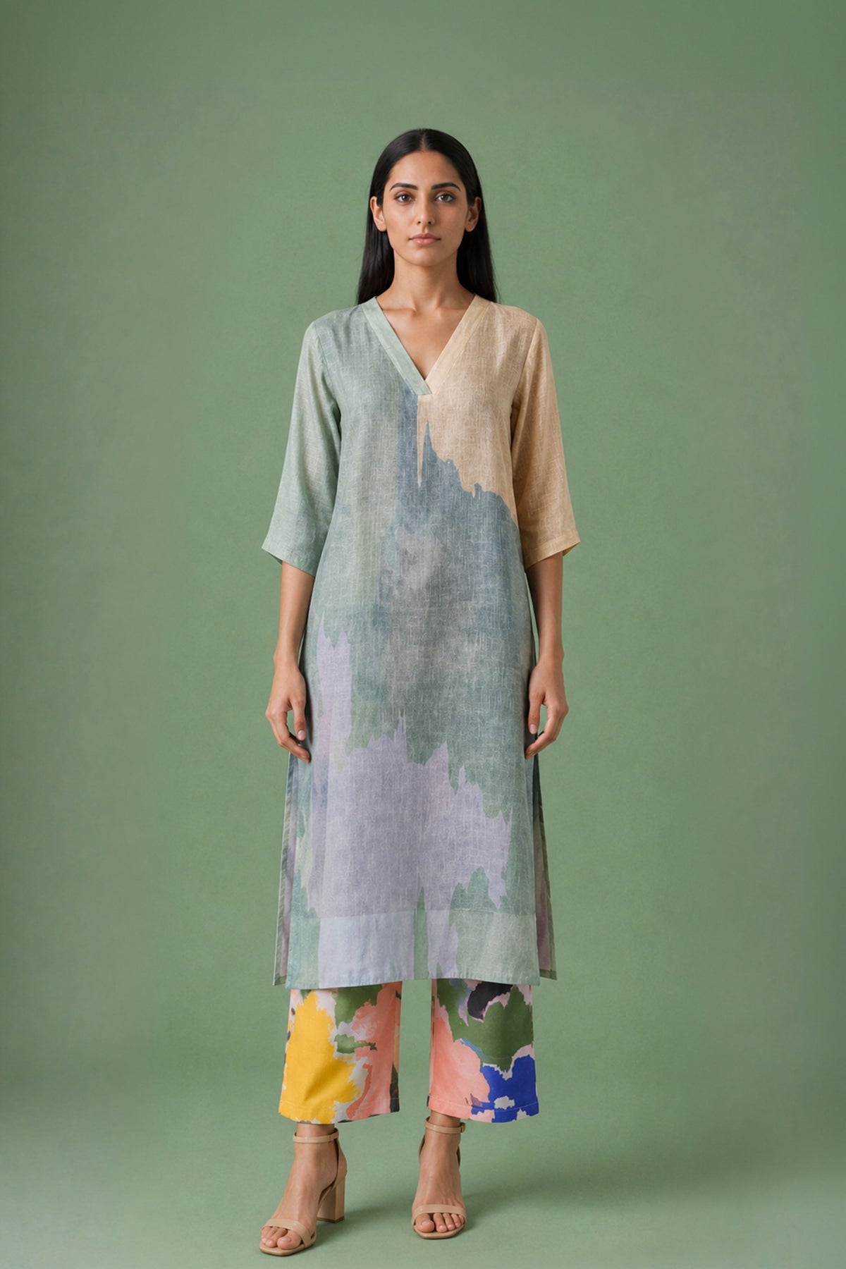Sage Ikat Kurta Set