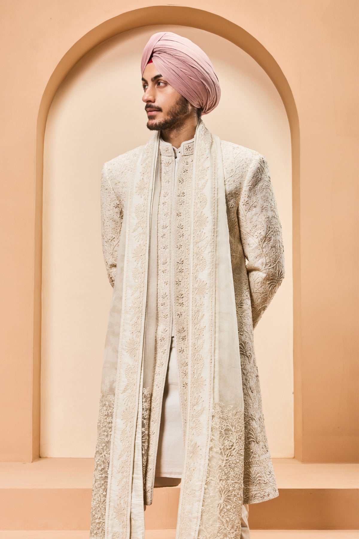 Threaded Ivory Sherwani Set