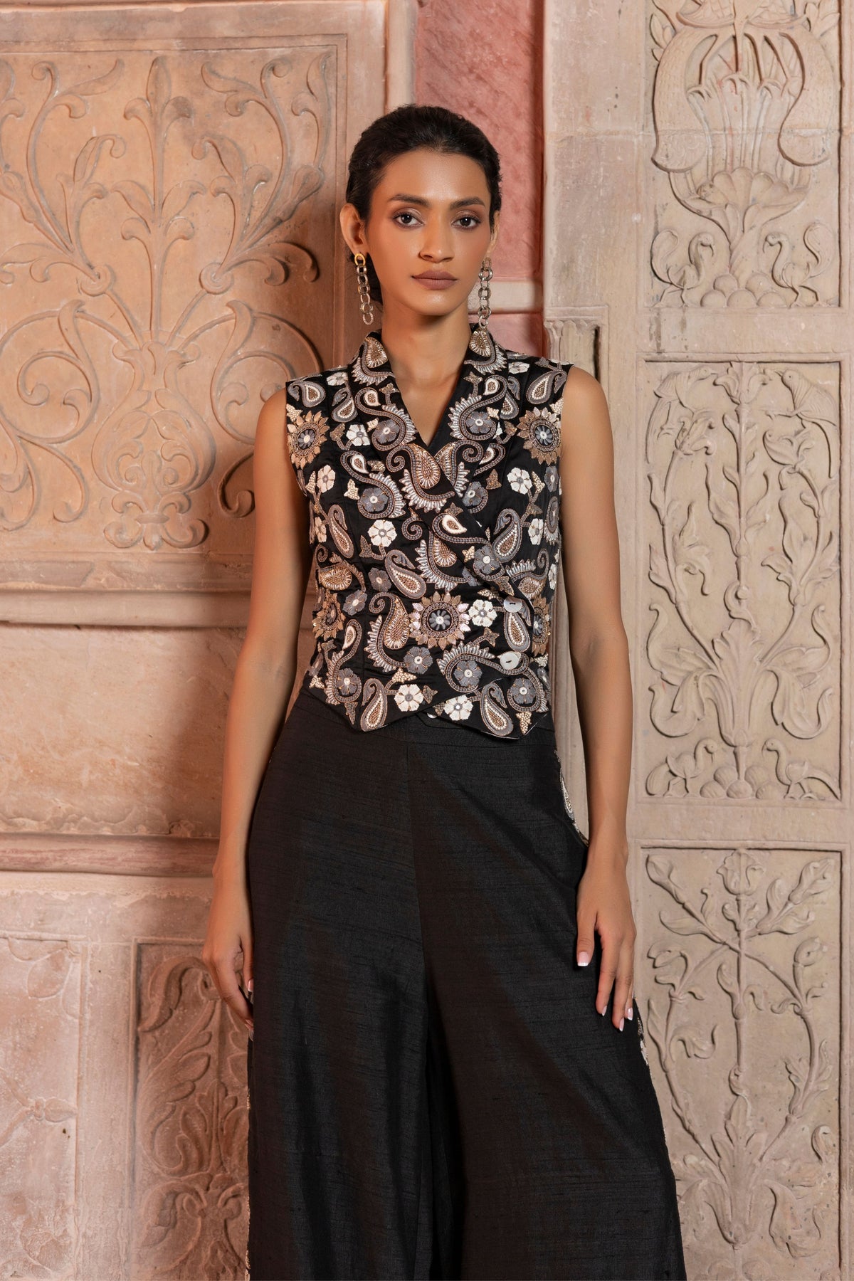 Black Embroidered Co-ord Set