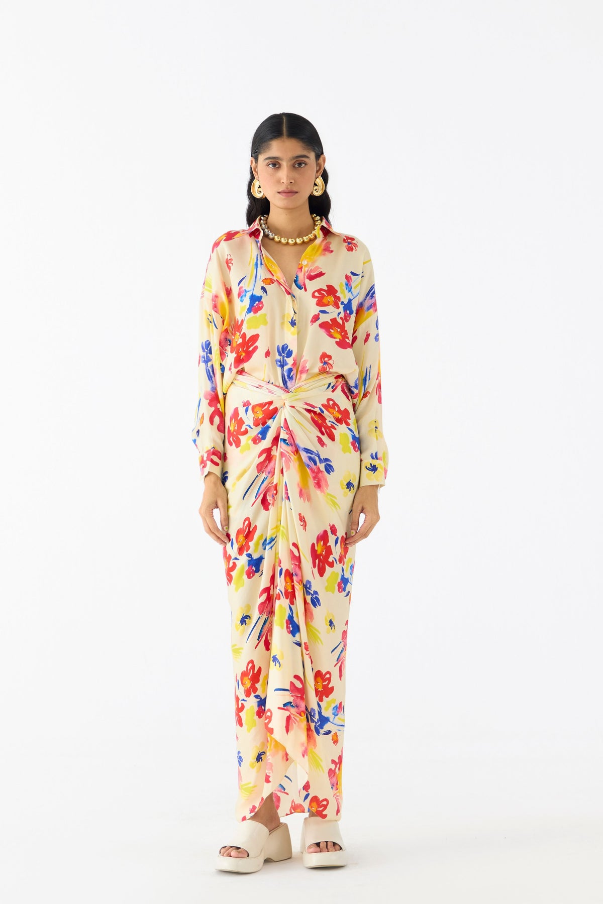 Riad Draped Shirt Dress