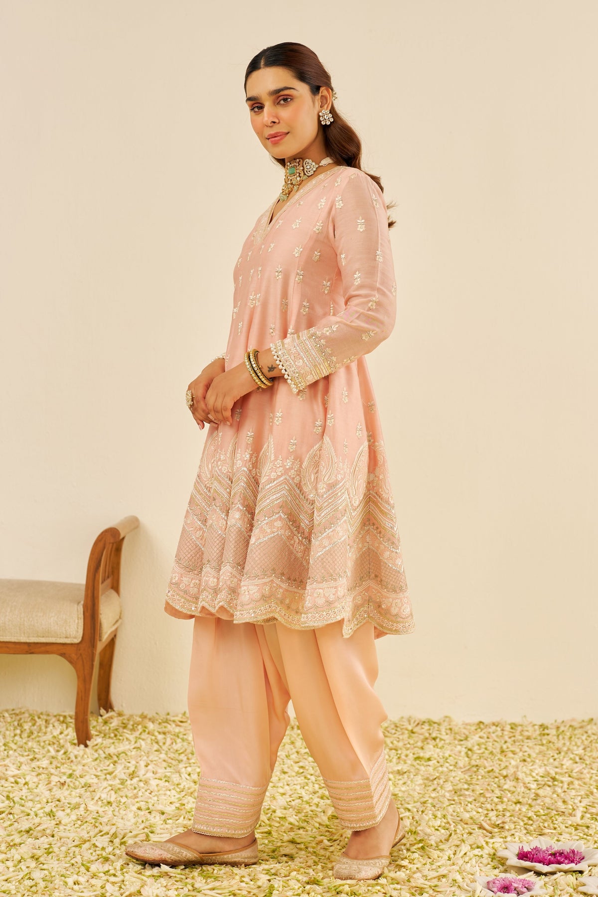 Meeram Rose Pink Anarkali Set