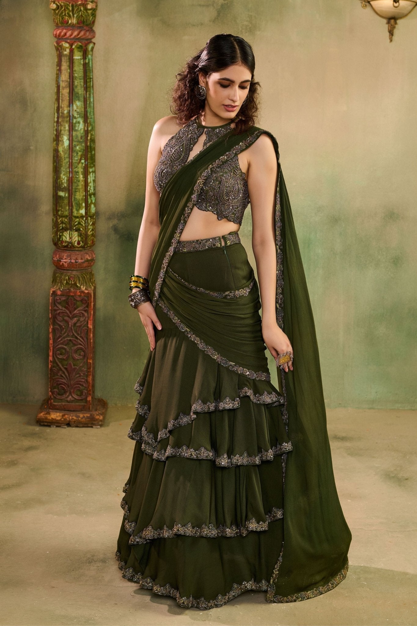 Abeer Layered Lehenga Set - Reeti Arneja - Elahe