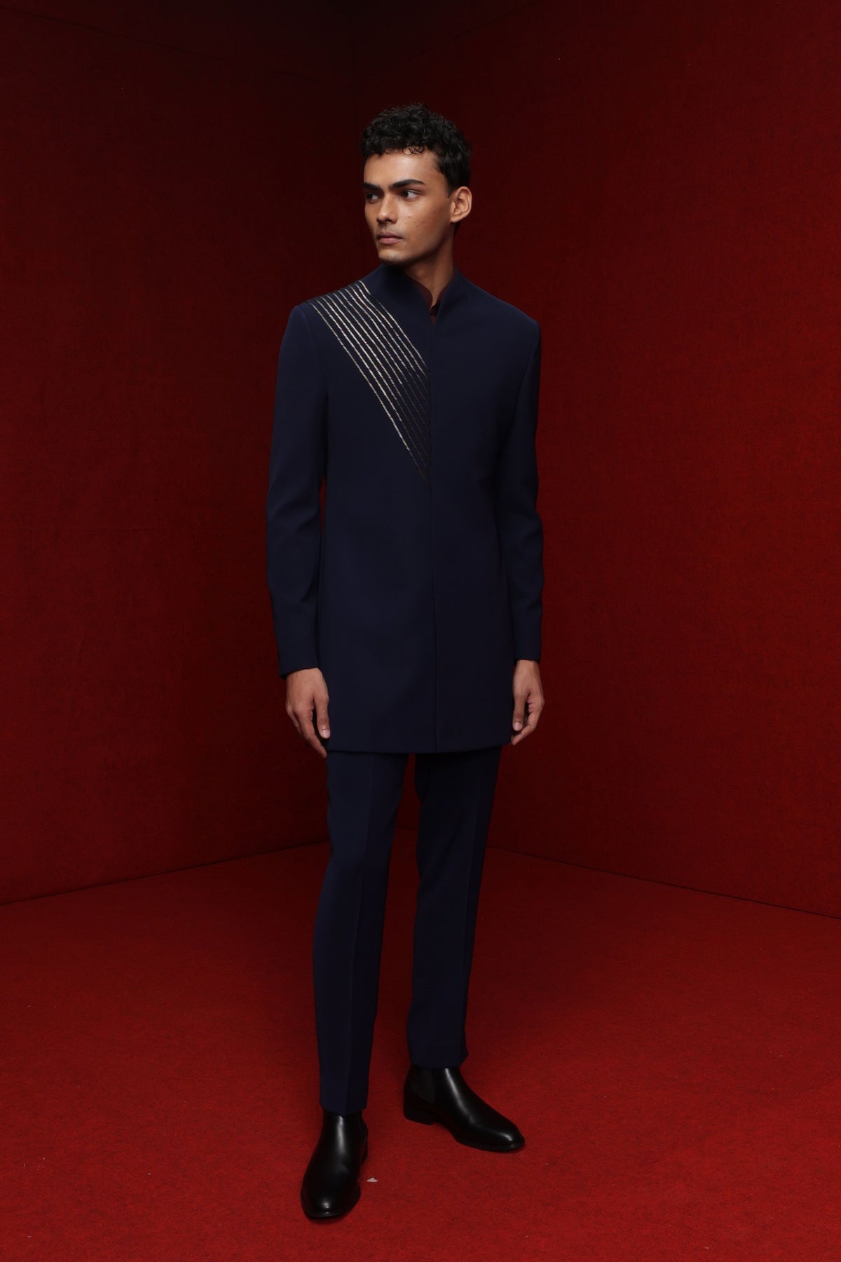Bandhgala Kurta Set In Navy Blue