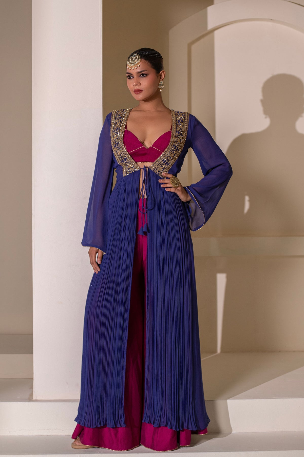 Magenta Blue Jacket Set