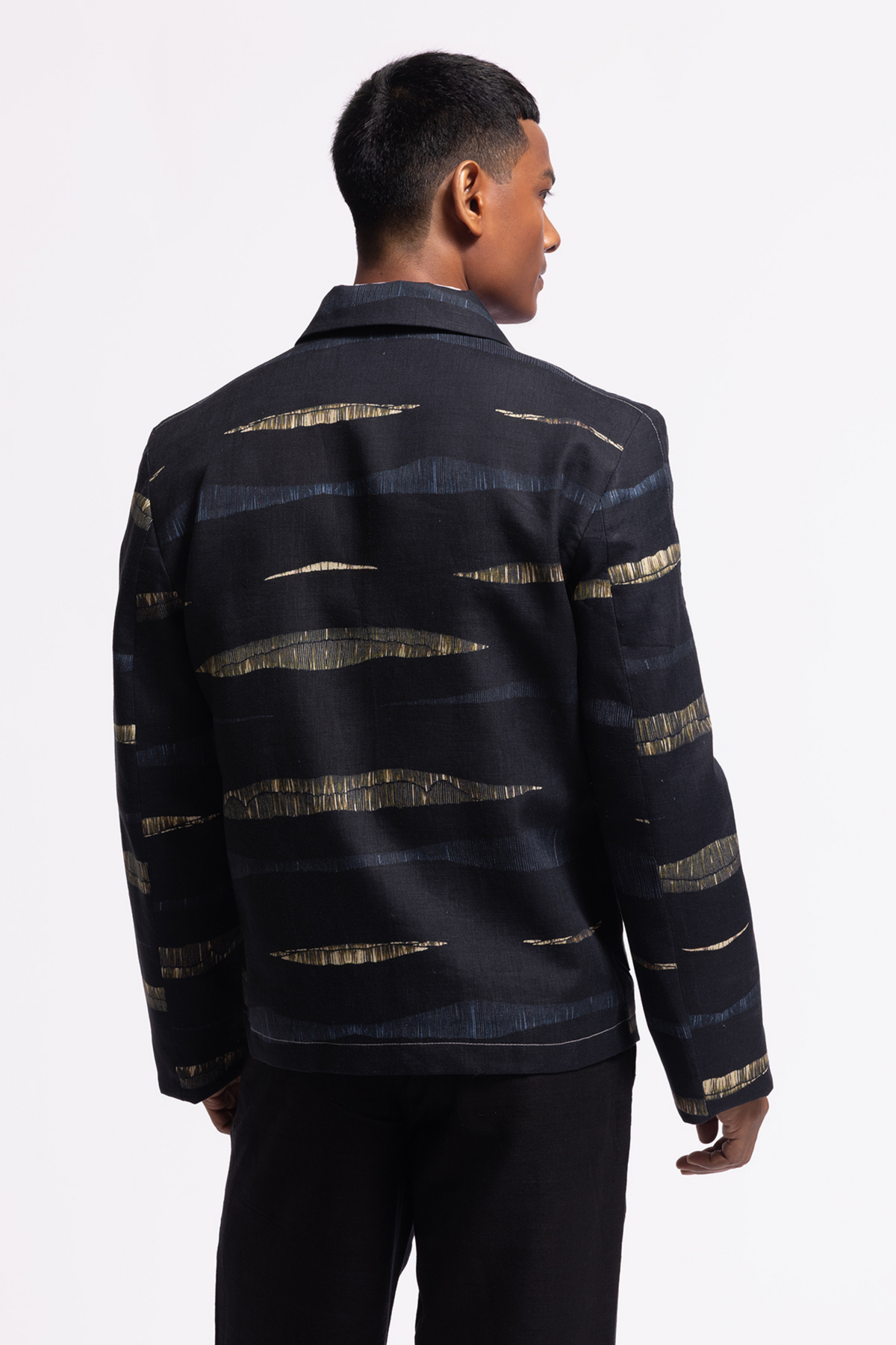 Black Printed Linen Jacket