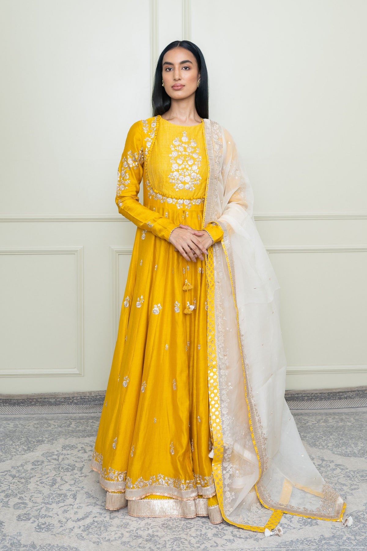 Glaze mustard- taarini anarkali set