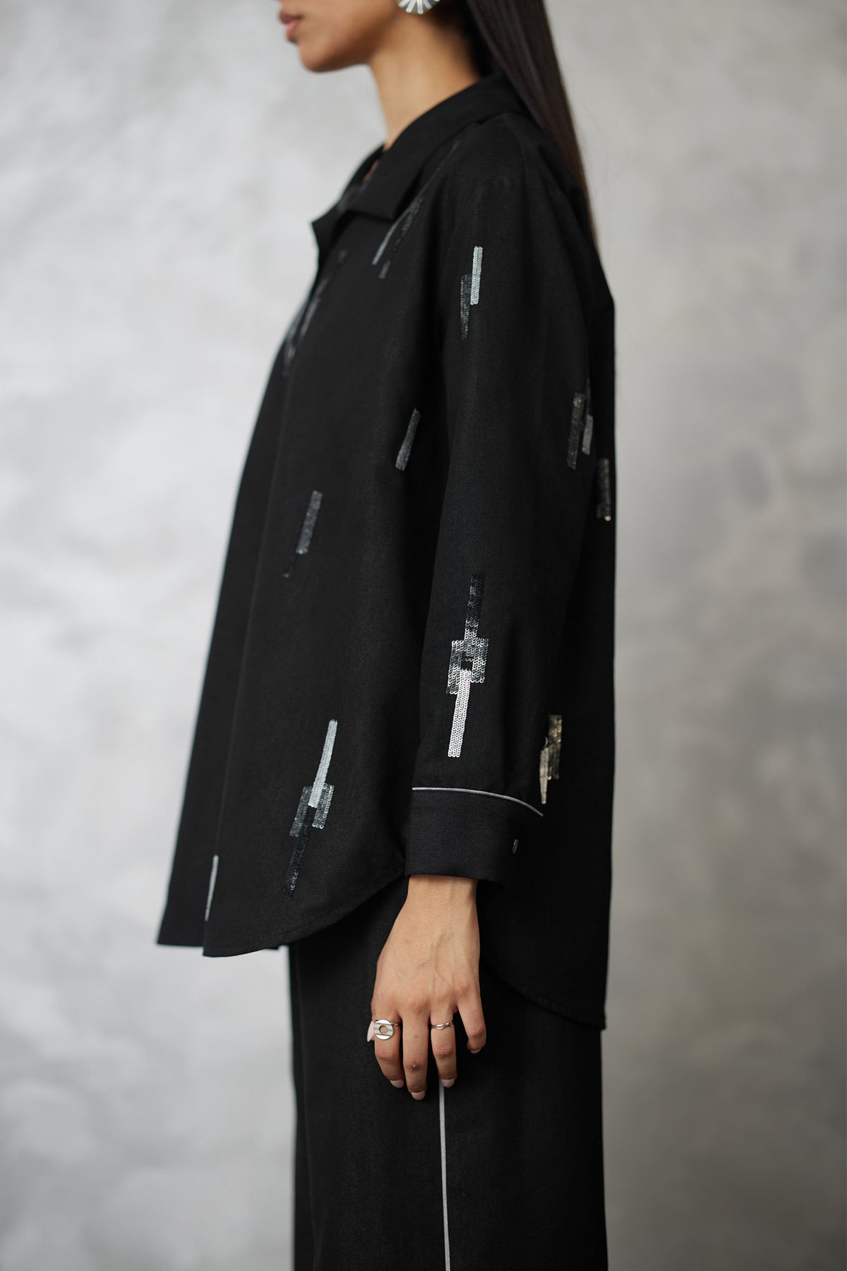 Denim Stripe Black Co-ord Set