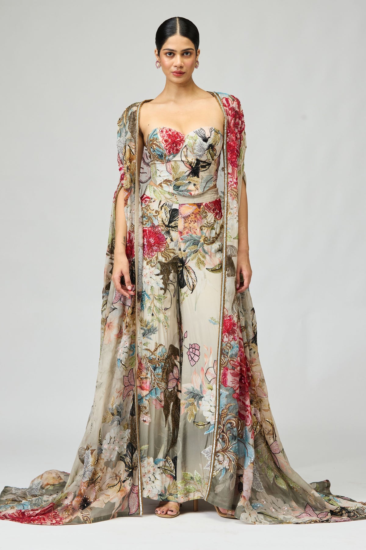 Embroidered Cape Set