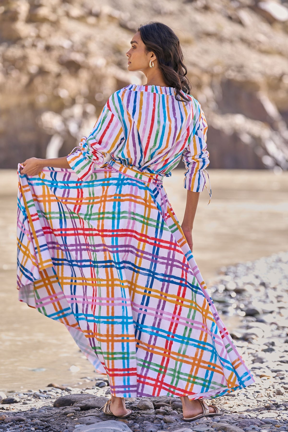 Multi Check &amp; Stripe Skirt Set