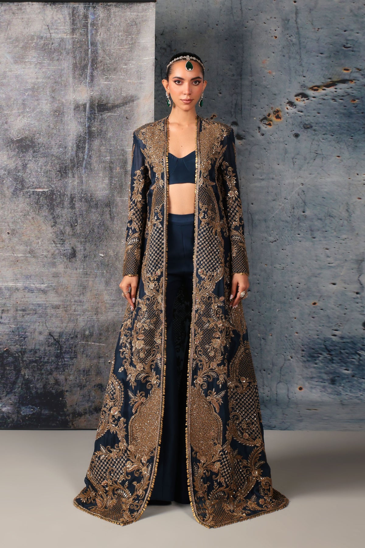 Blue Long Jacket Set