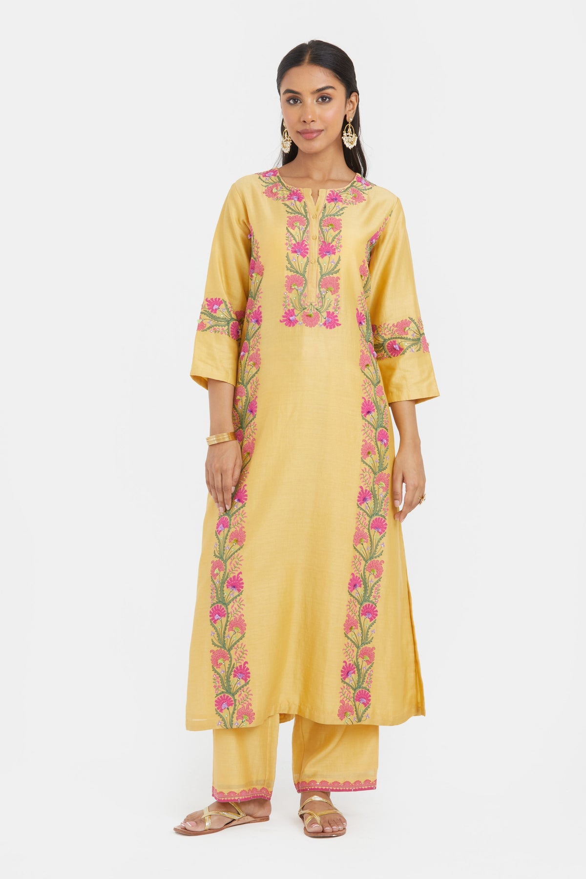 Yellow  Appliqué Kurta Set