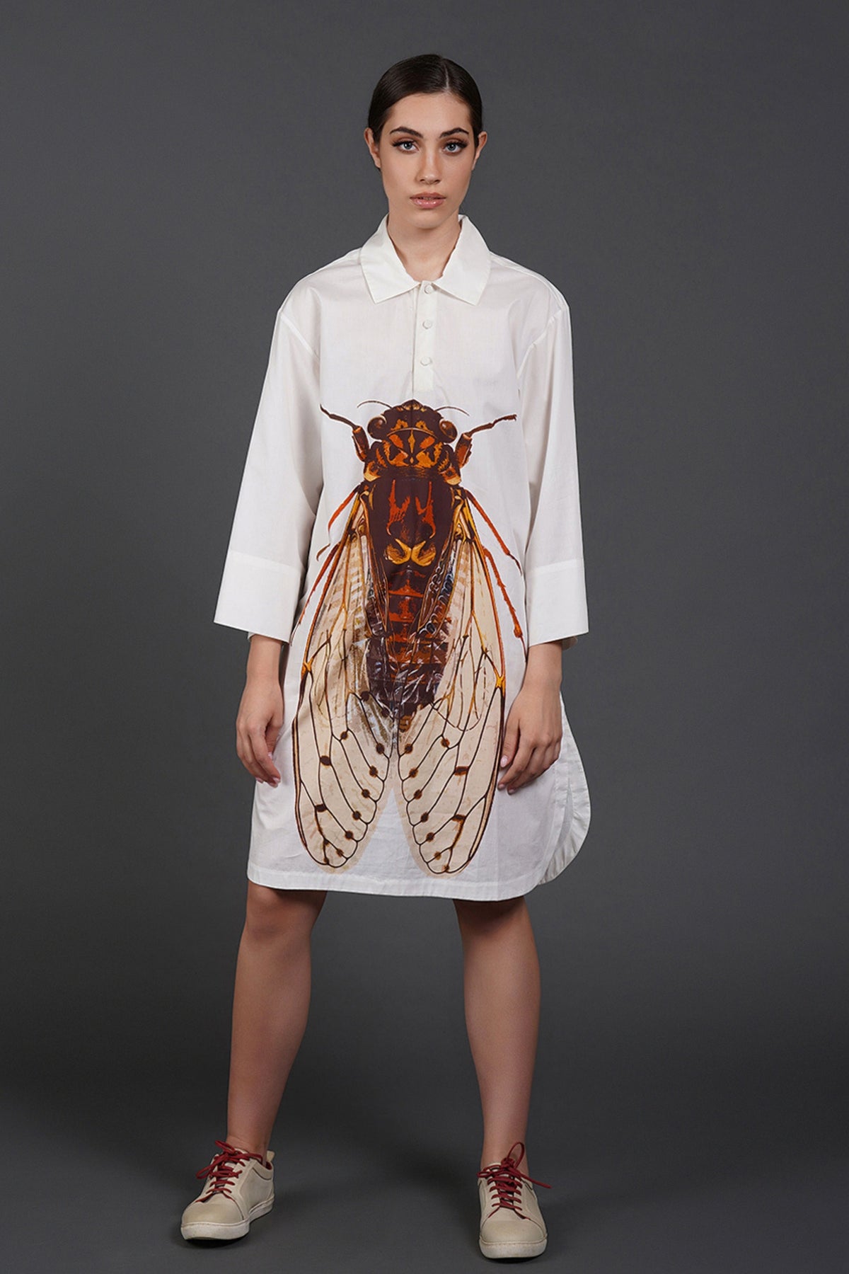 Offwhite Brown Digtal Print Dress