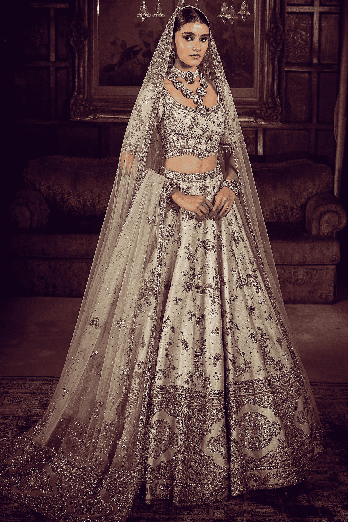 Masai Landscape Aurum Ekru Lehenga Set