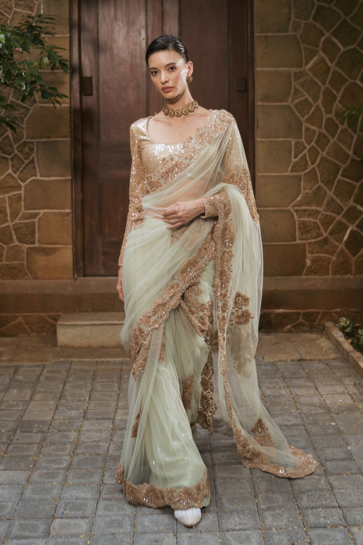 Odette Saree With Cape