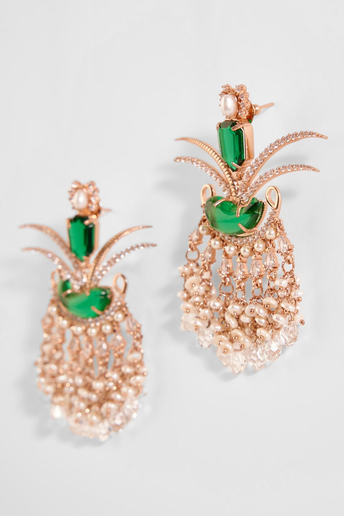 Le Palm Fish Earrings in Jade Green