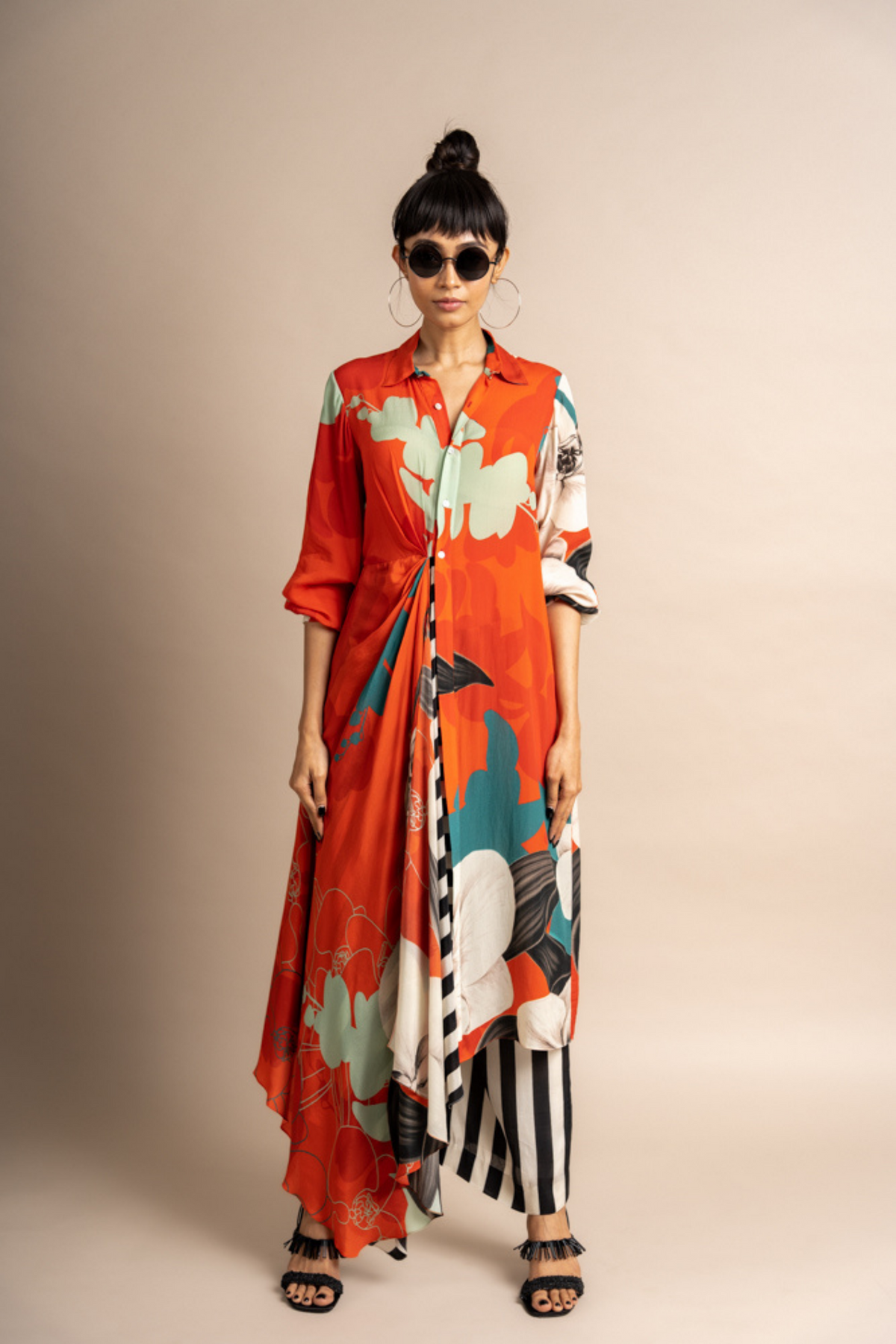 Tangerine Print Shirt With Pant