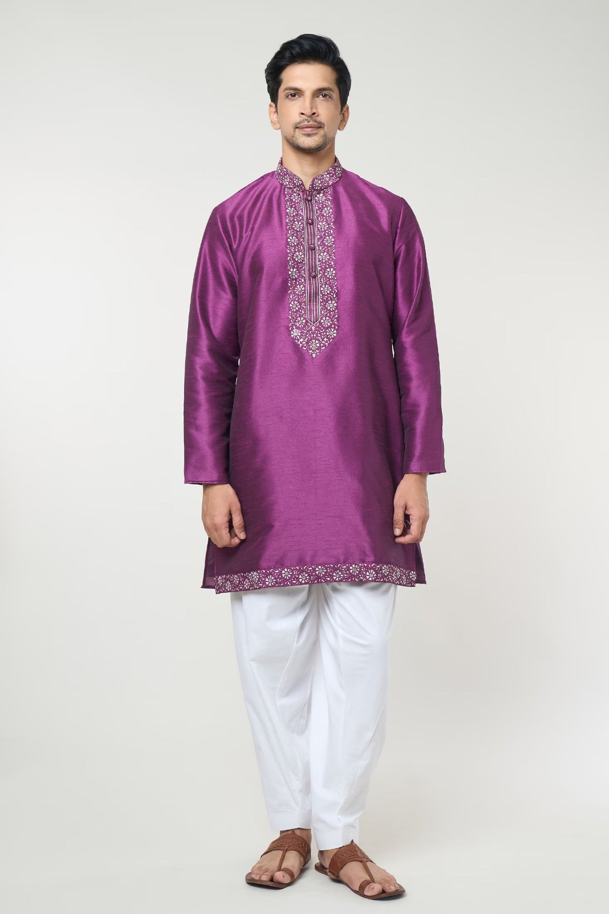 Violet Embroidred Kurta Set