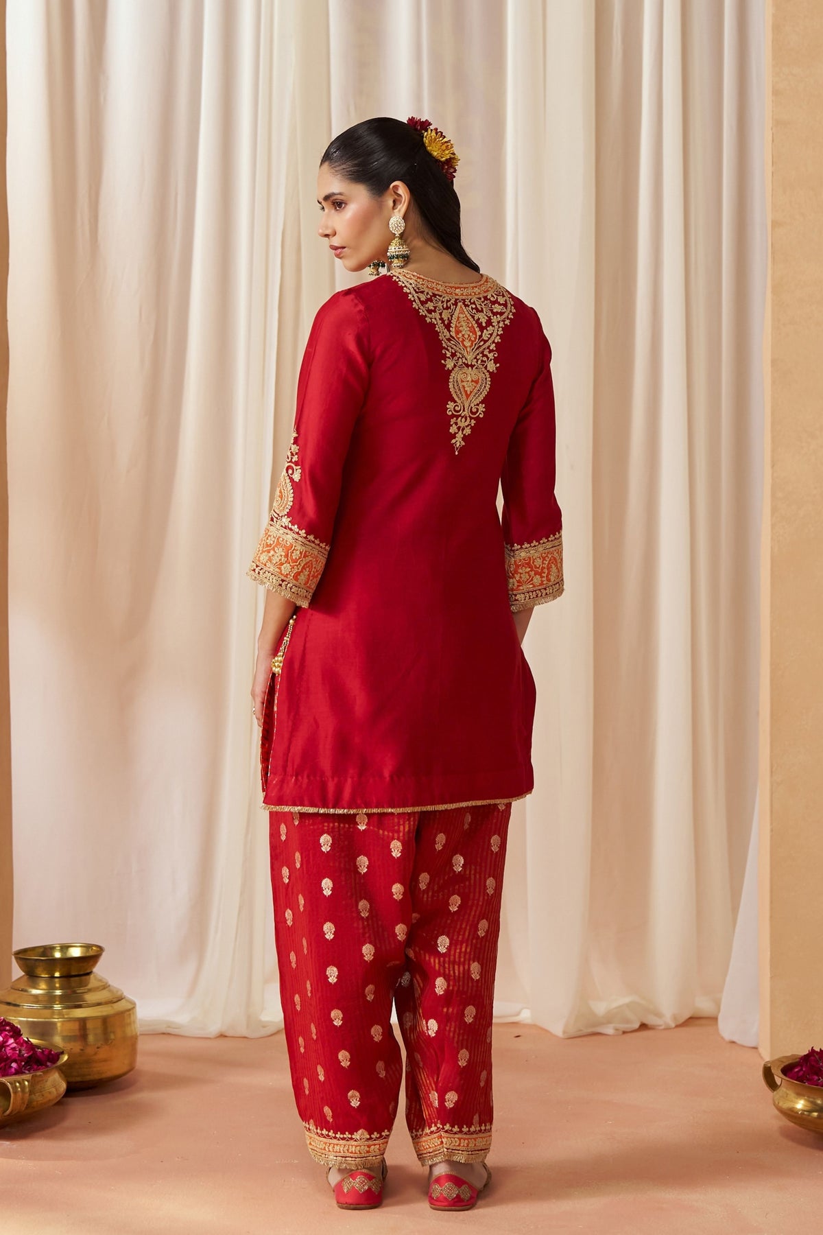 Adeela Deep Red Kurta Set