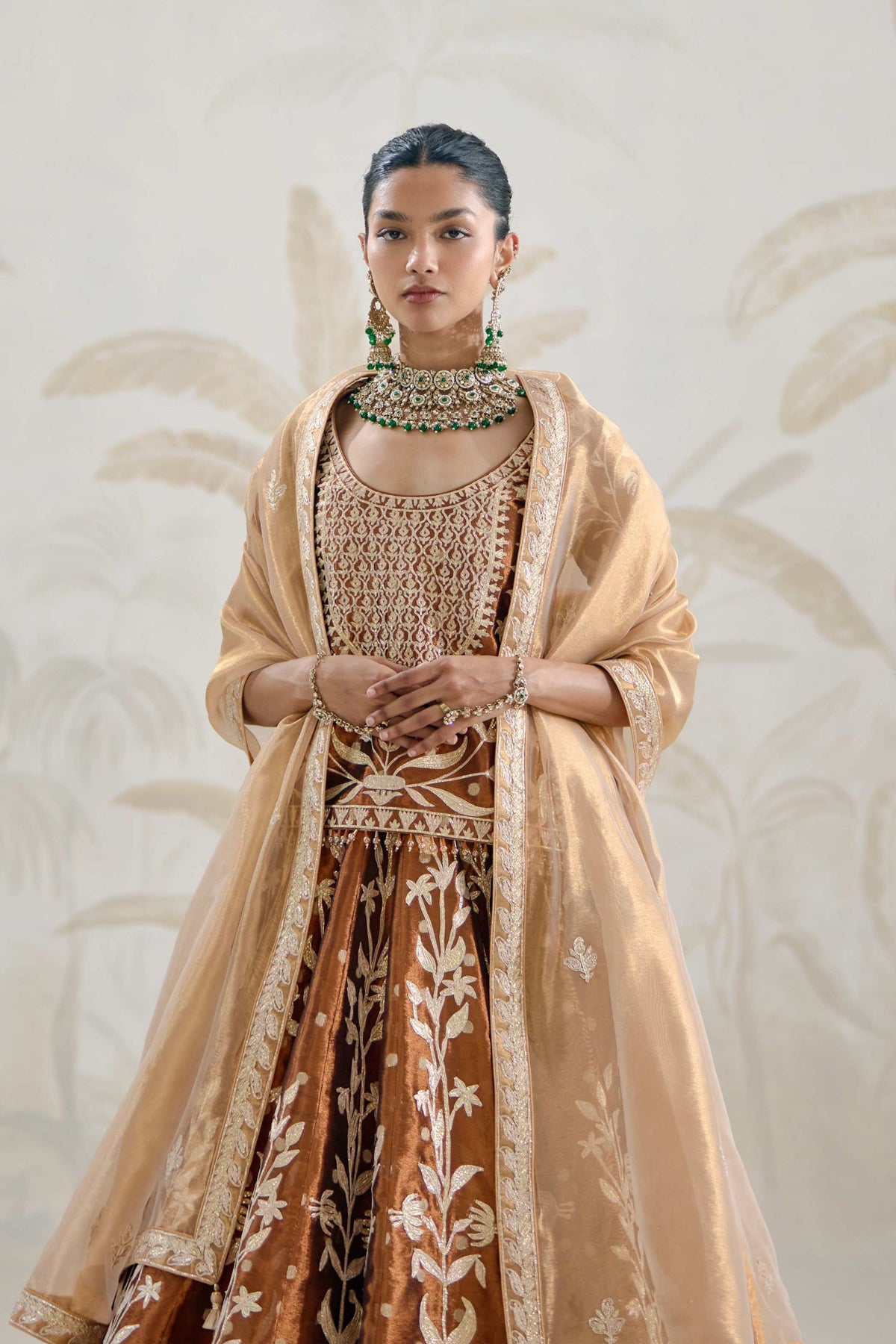 Brown Kurta-lehenga Set