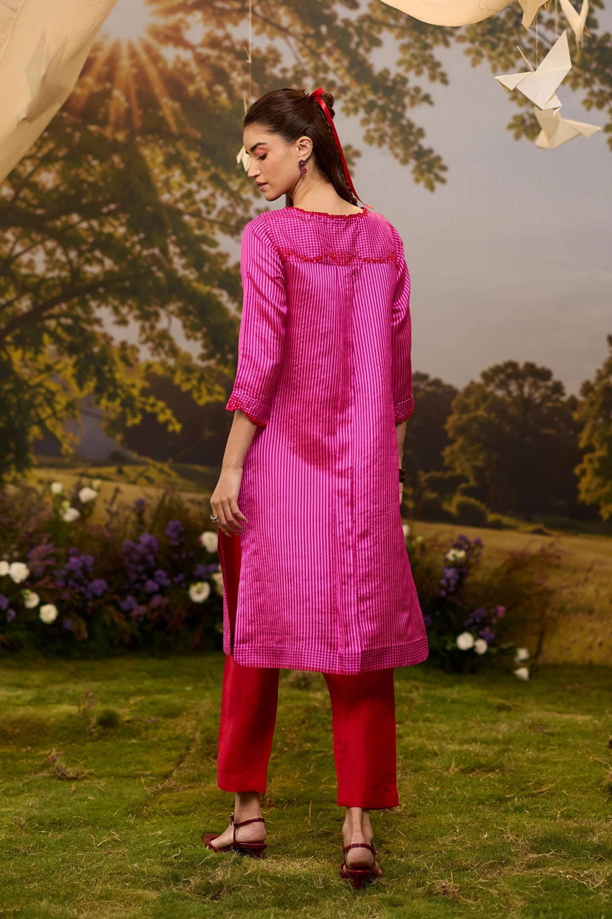 Rhythm n Rhyme Embroidered Pink Kurta Set