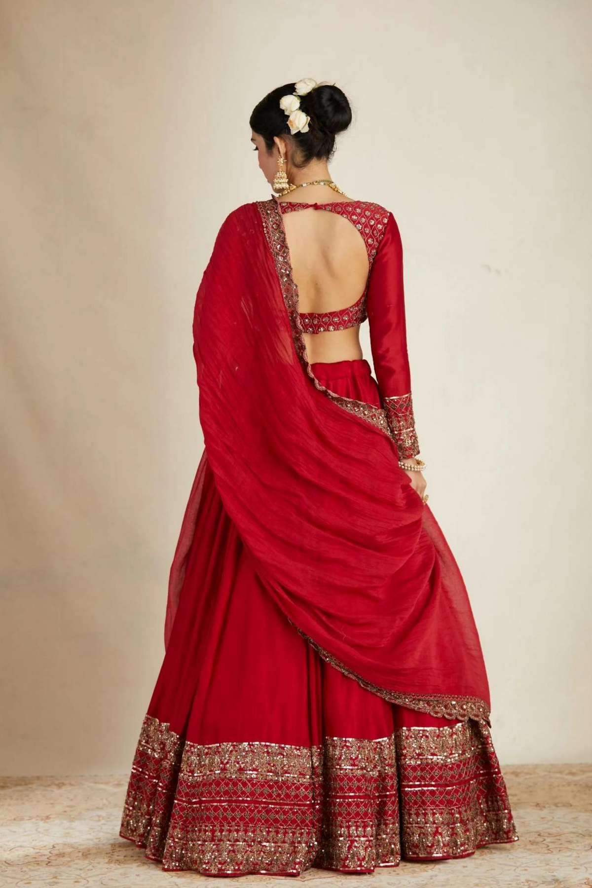 Red Chanderi Lehenga Set