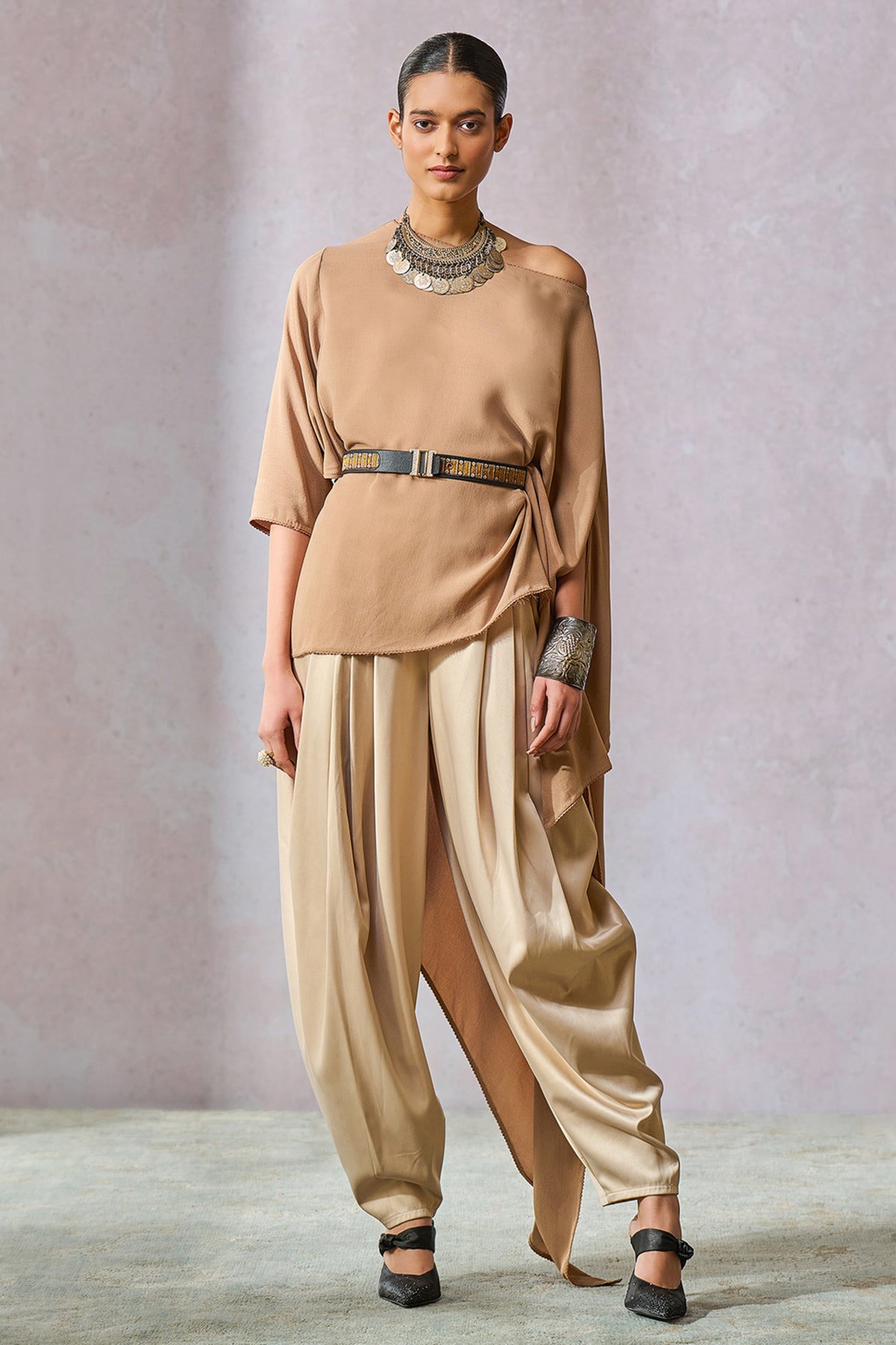 Brown Dhoti With Top