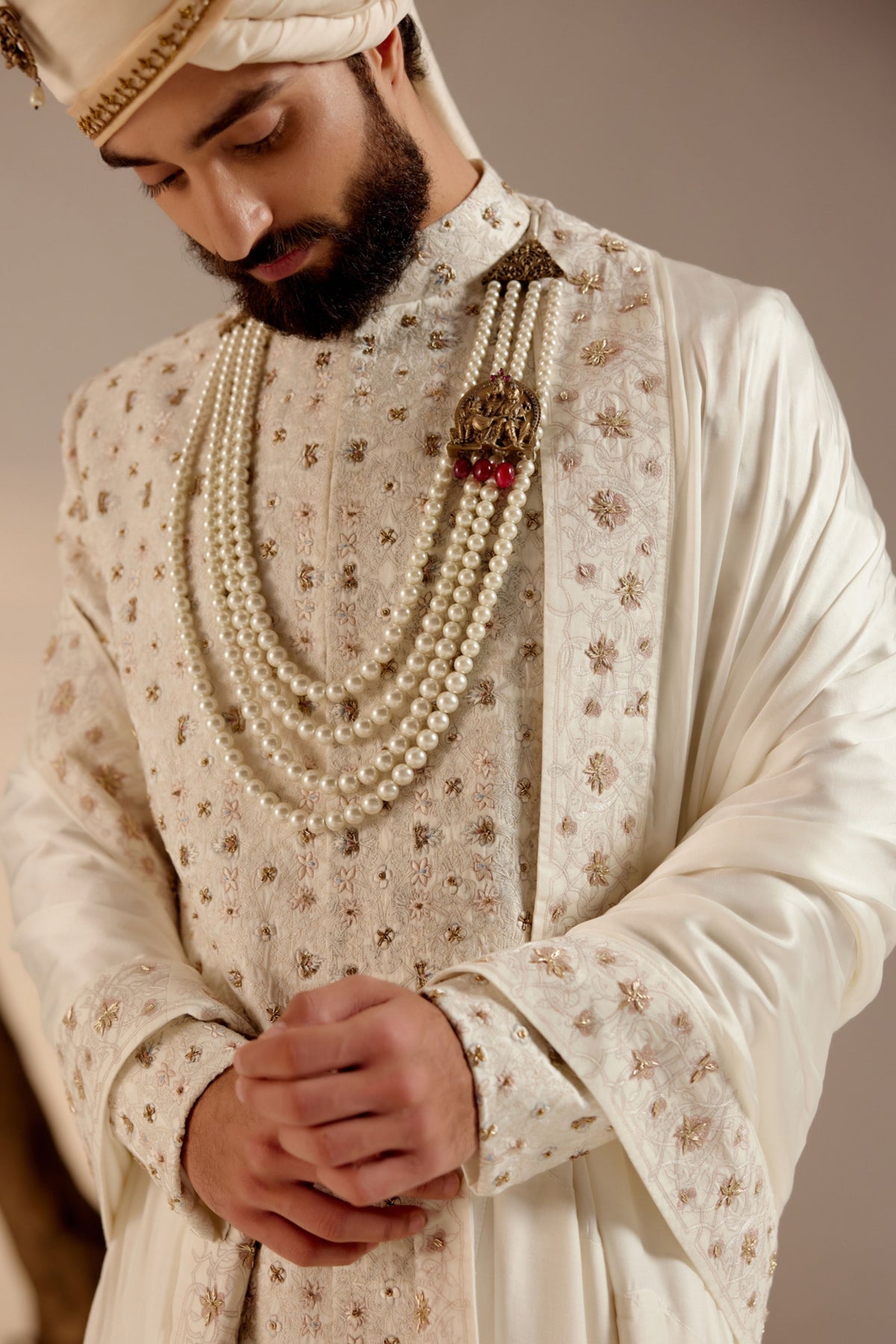 Albino White Sherwani Set