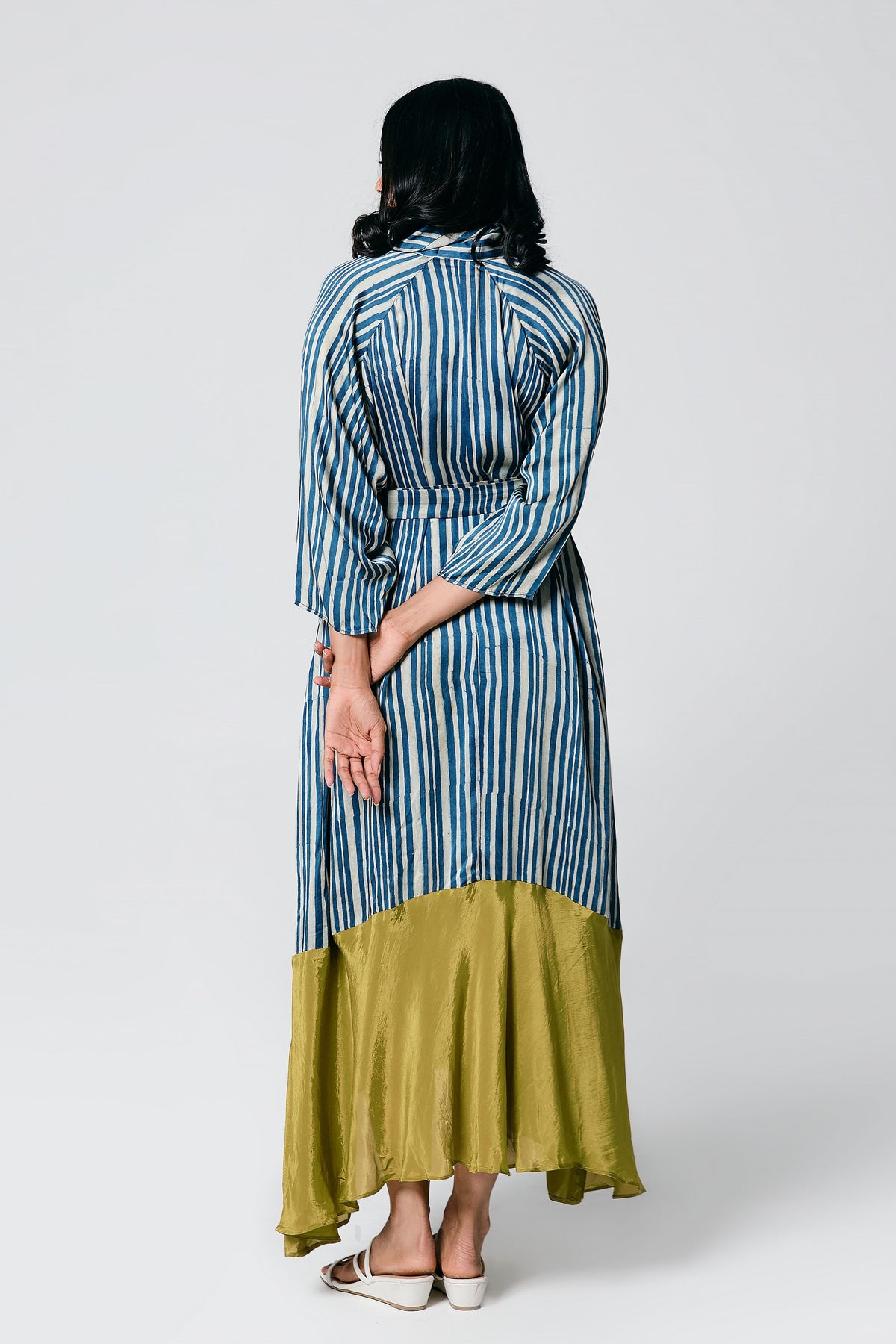 Blue Stripes Dress With Belt