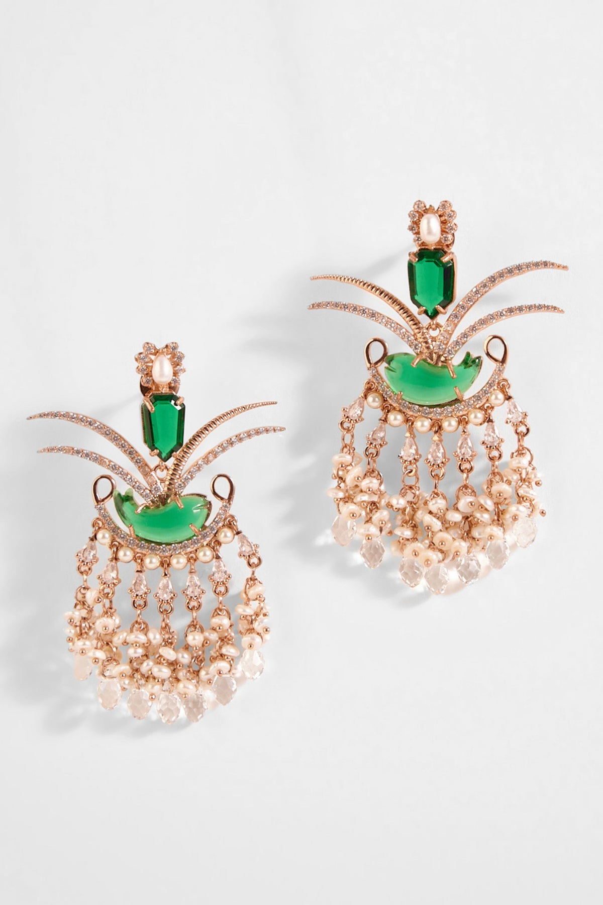 Le Palm Fish Earrings in Jade Green