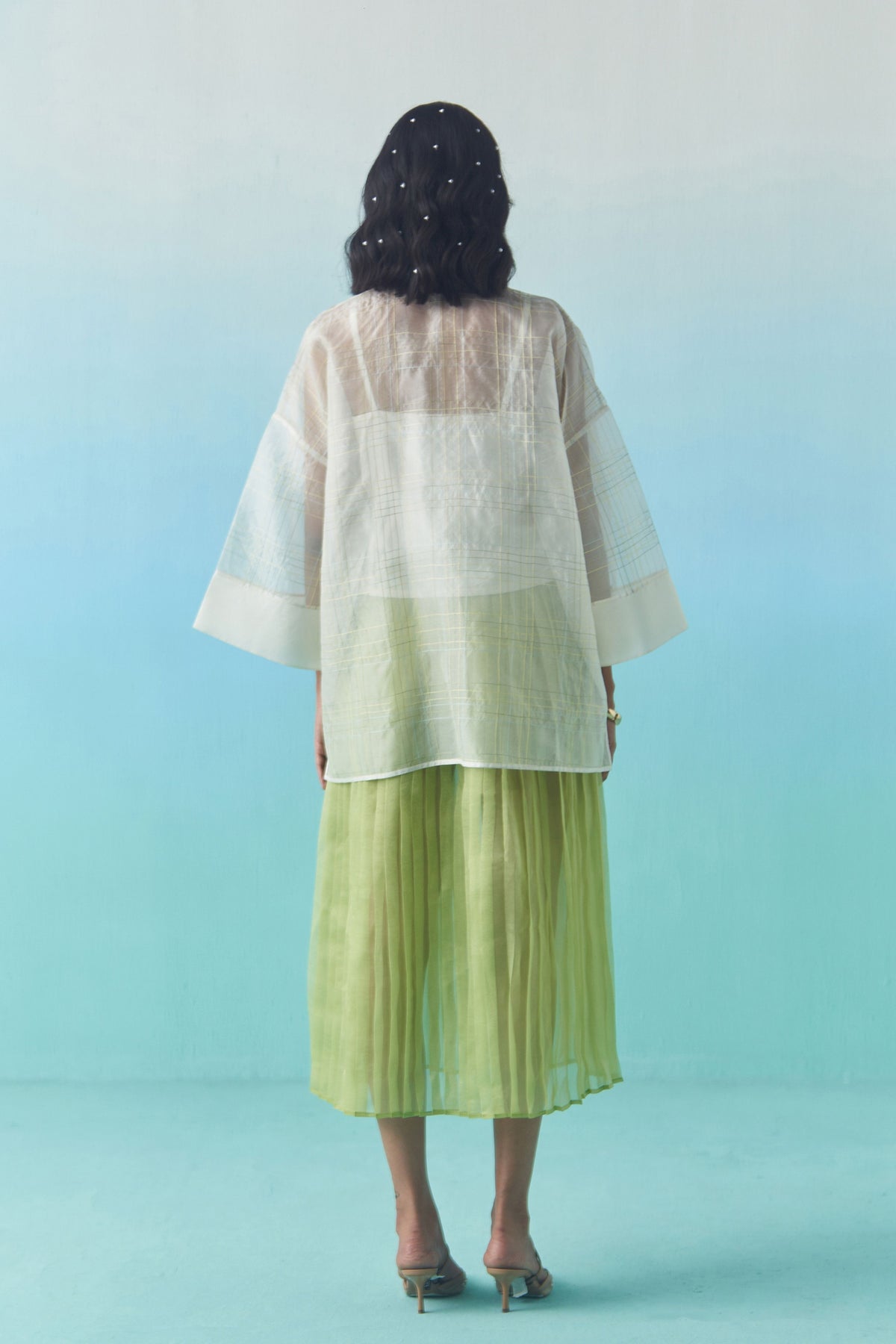 Oversized Sheer Check Top