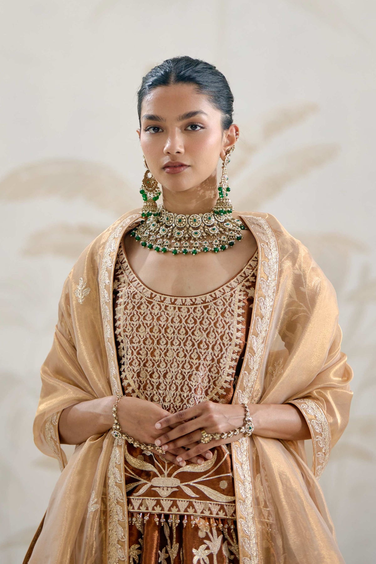 Brown Kurta-lehenga Set