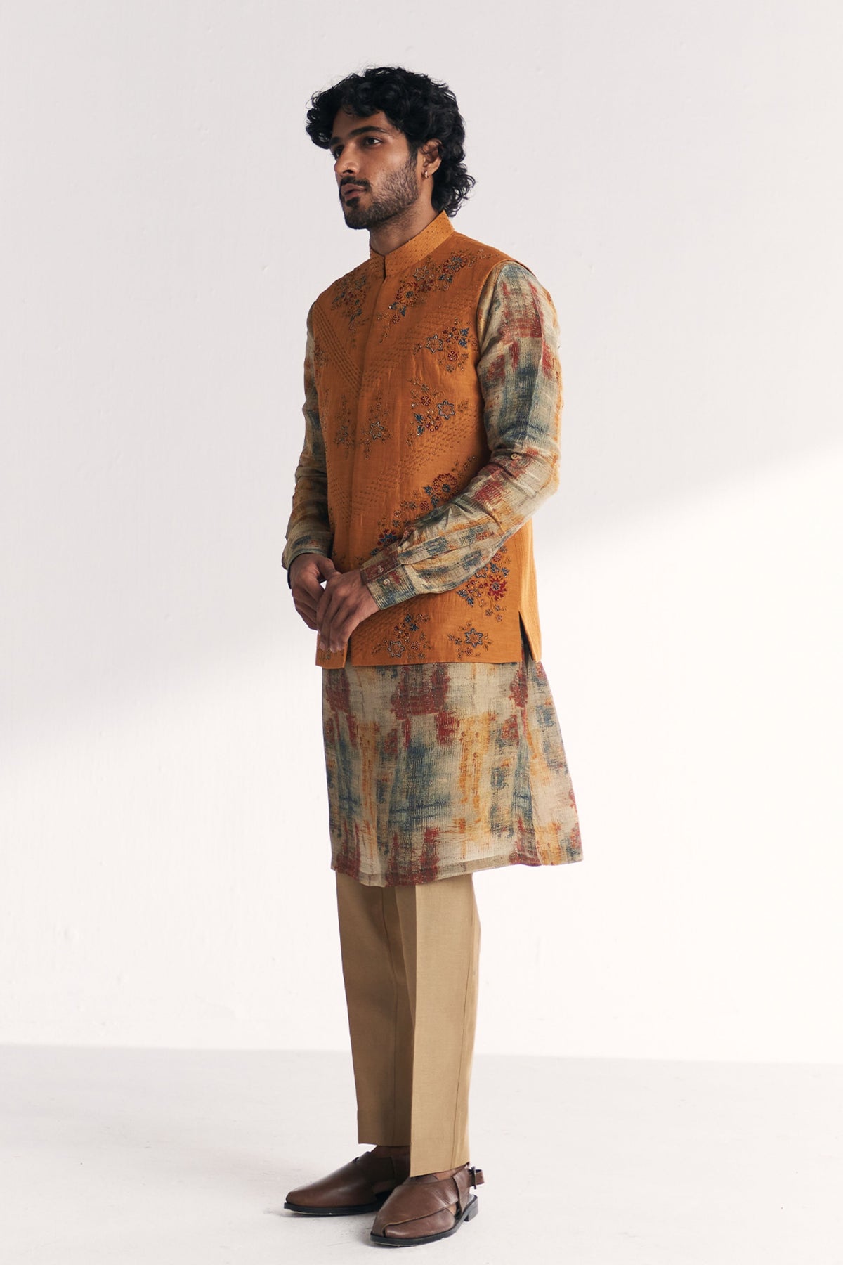 Janak Mustard Nehru Jacket Set