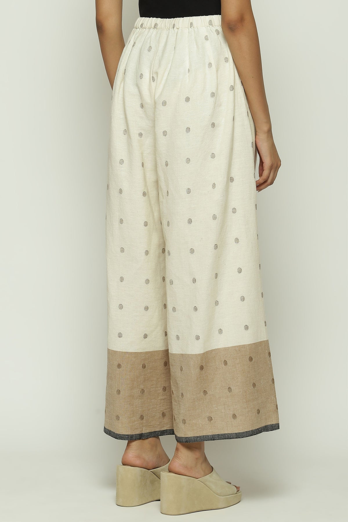 Ecru Border Jamdani Dots Trouser