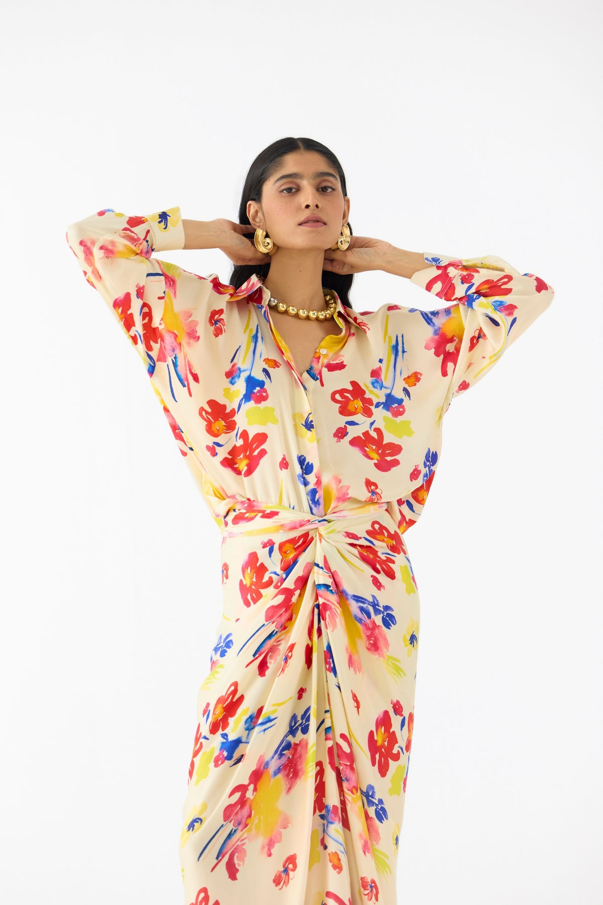 Riad Draped Shirt Dress