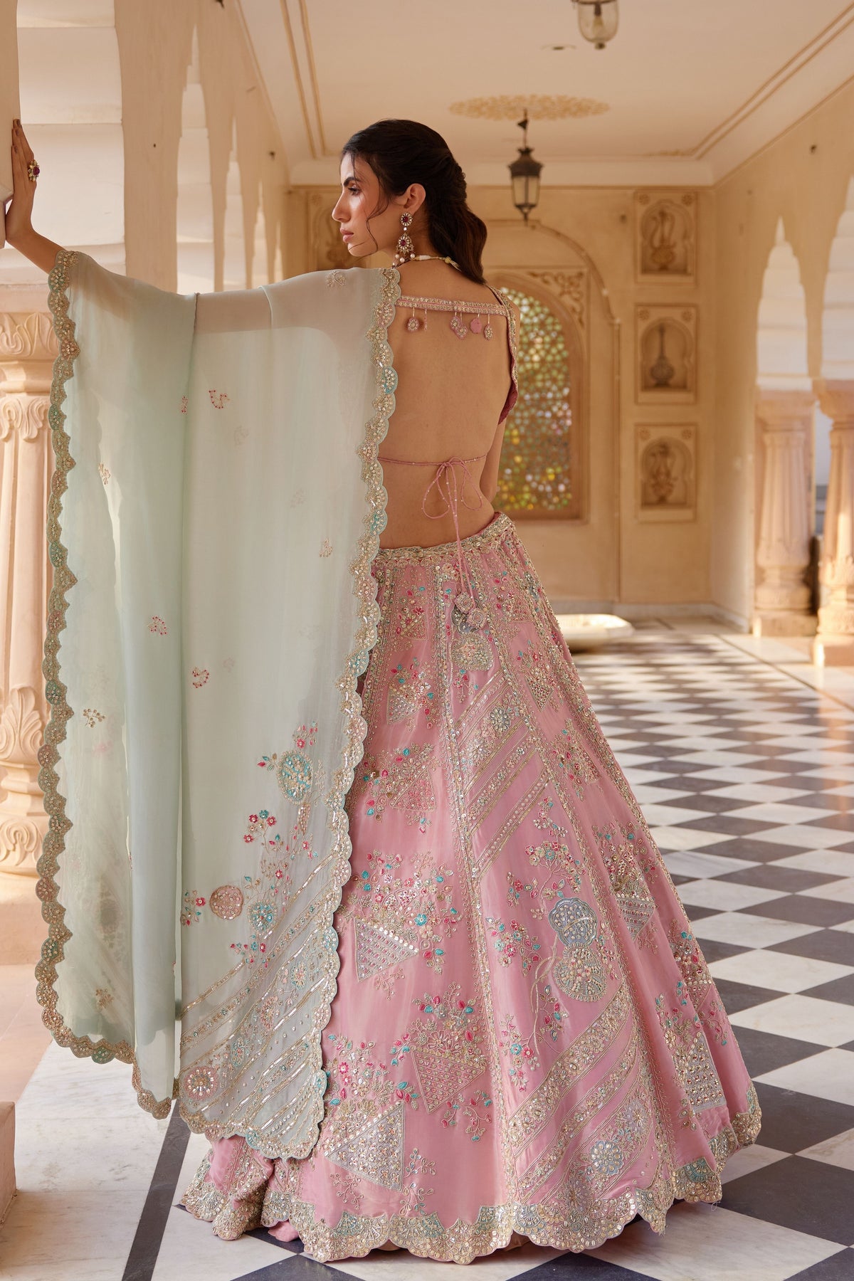 Flamingo Pink Embroidered Lehenga Set