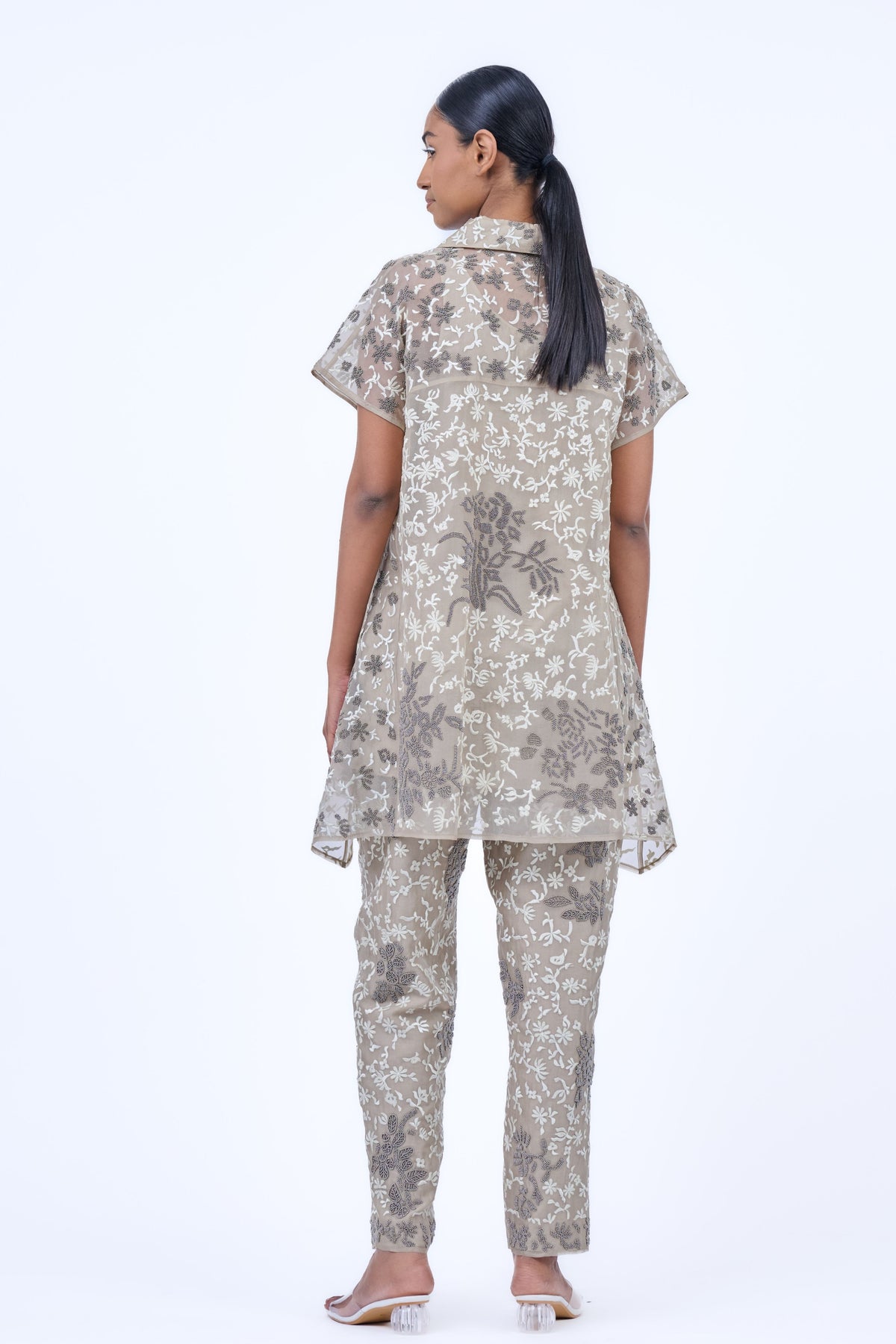 Silk Organza Beadwork Shirt