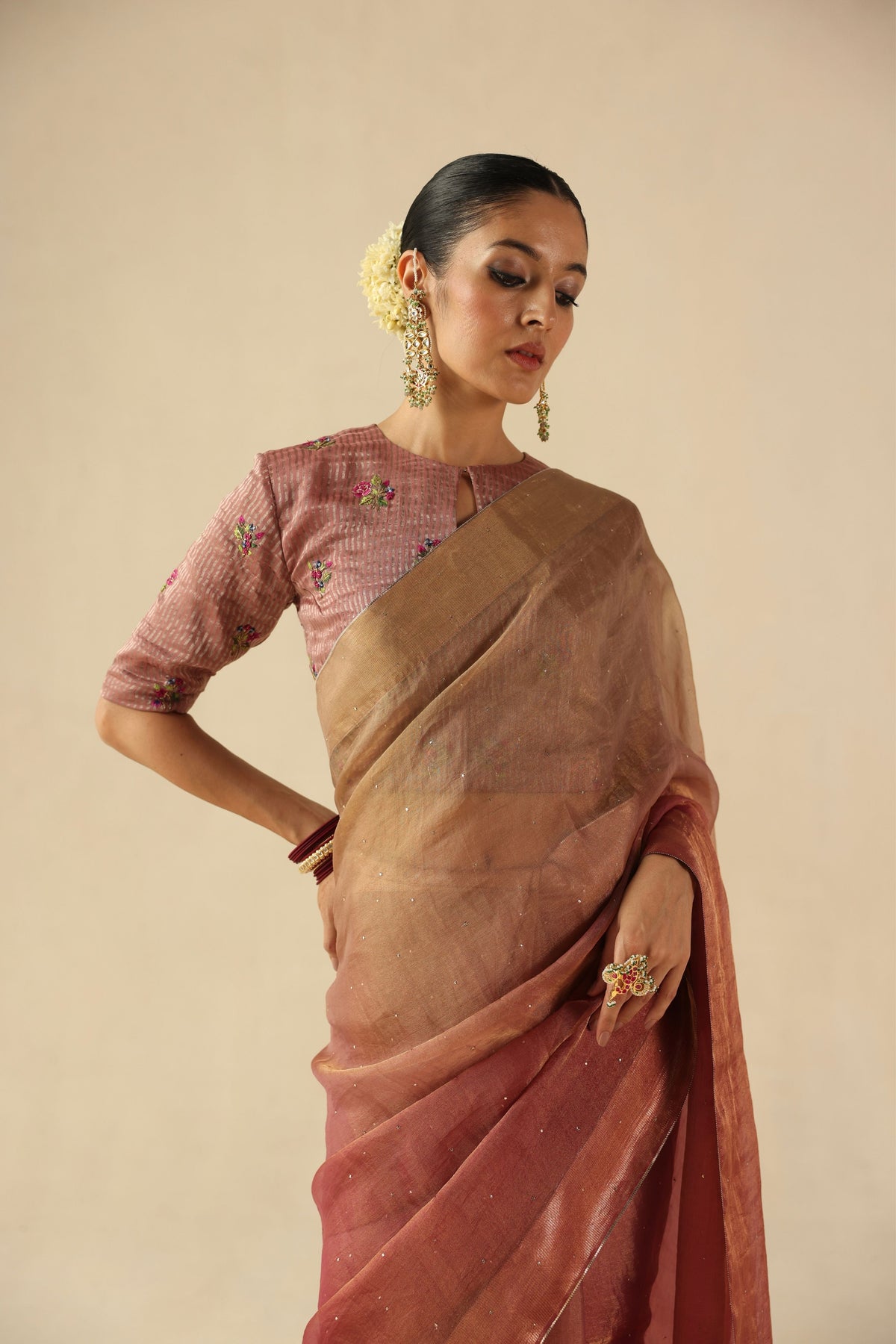 Peach Taj Gul Saree