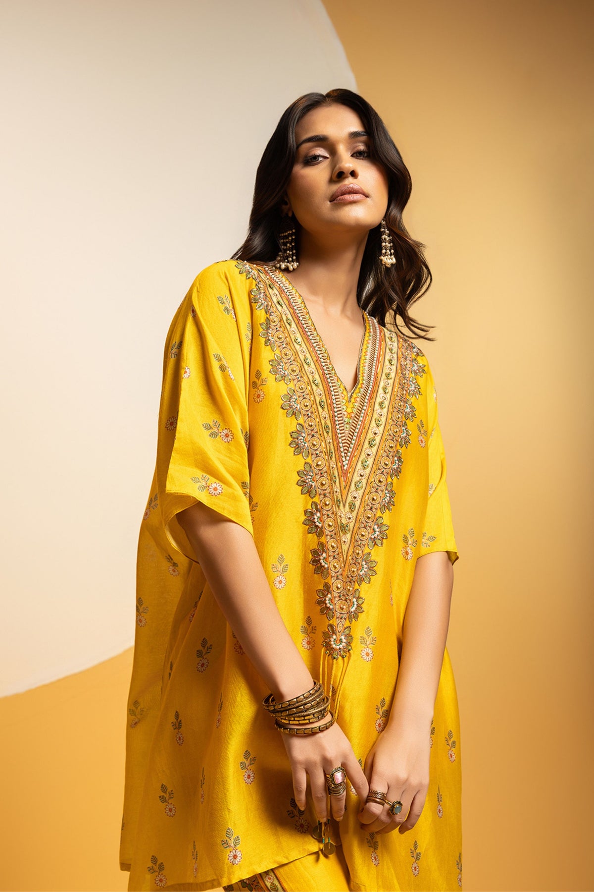 Yellow Embellished Kurta Set