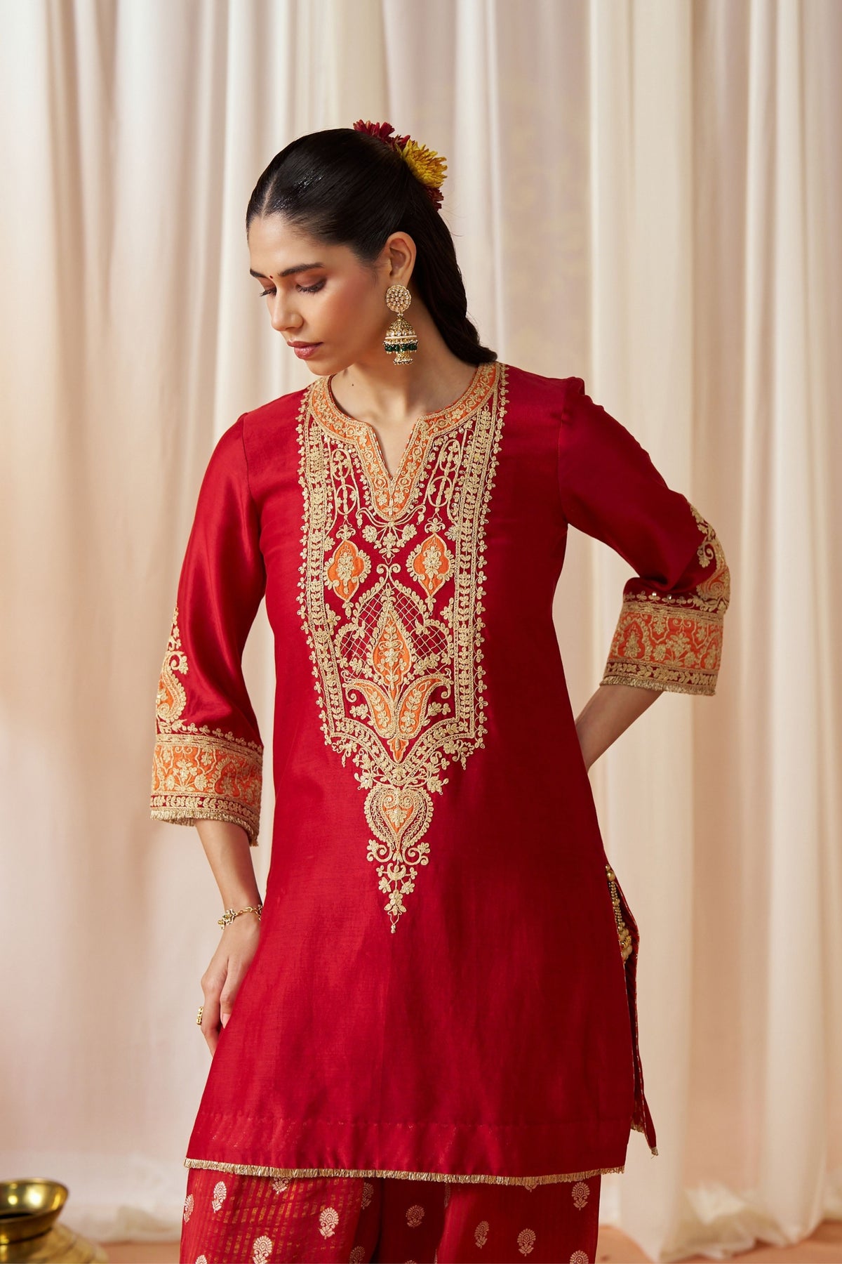Adeela Deep Red Kurta Set