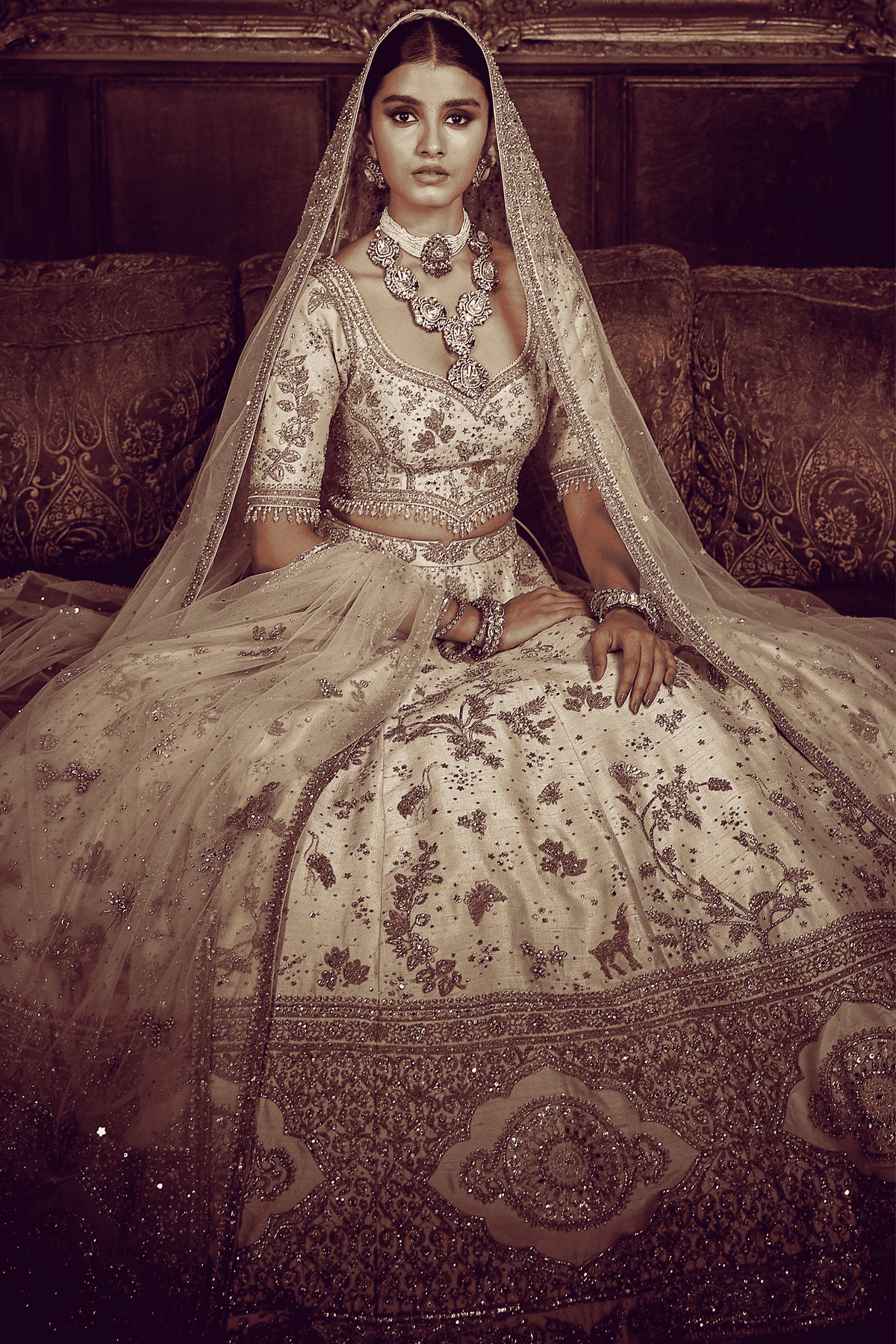 Masai Landscape Aurum Ekru Lehenga Set