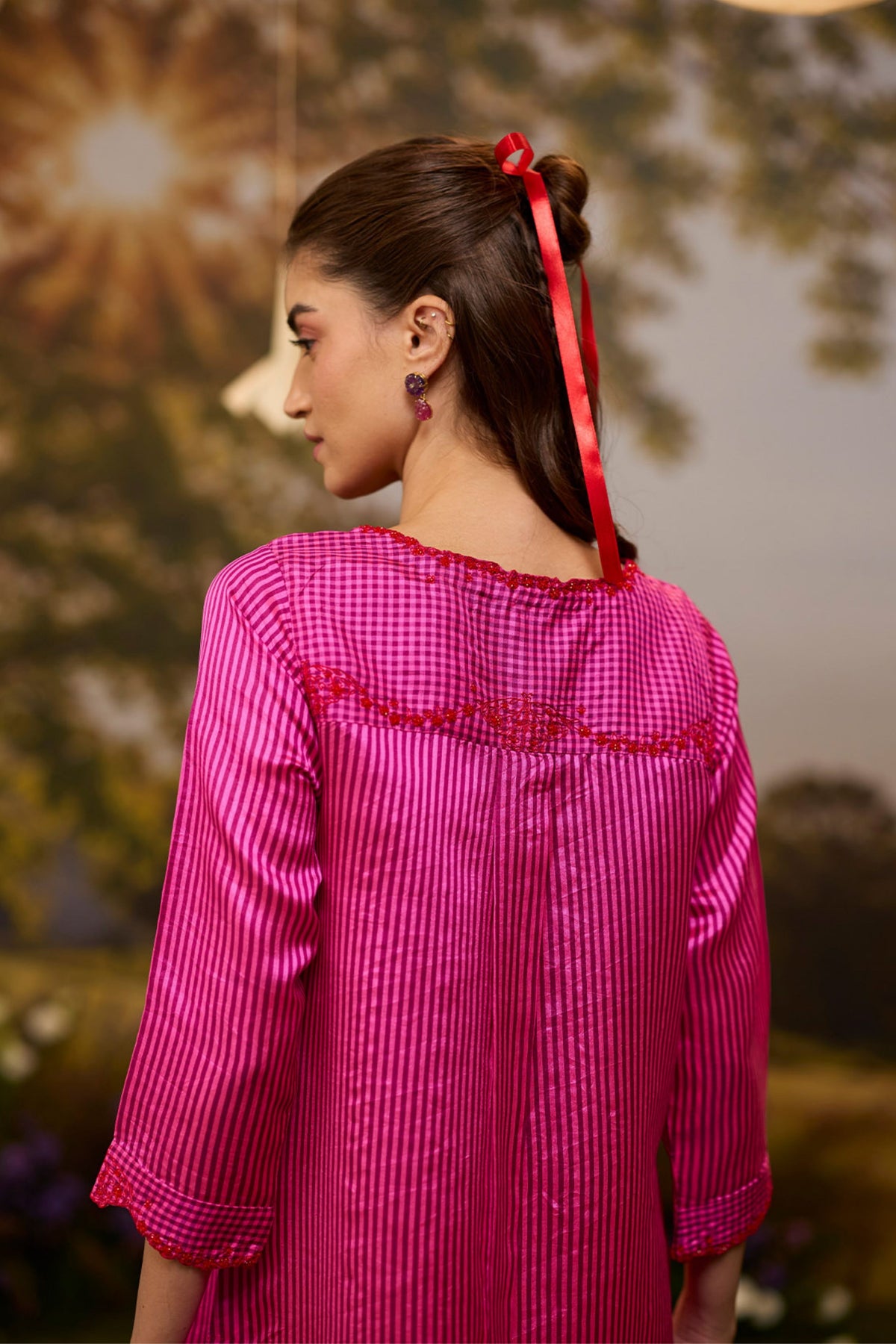 Rhythm n Rhyme Embroidered Pink Kurta Set